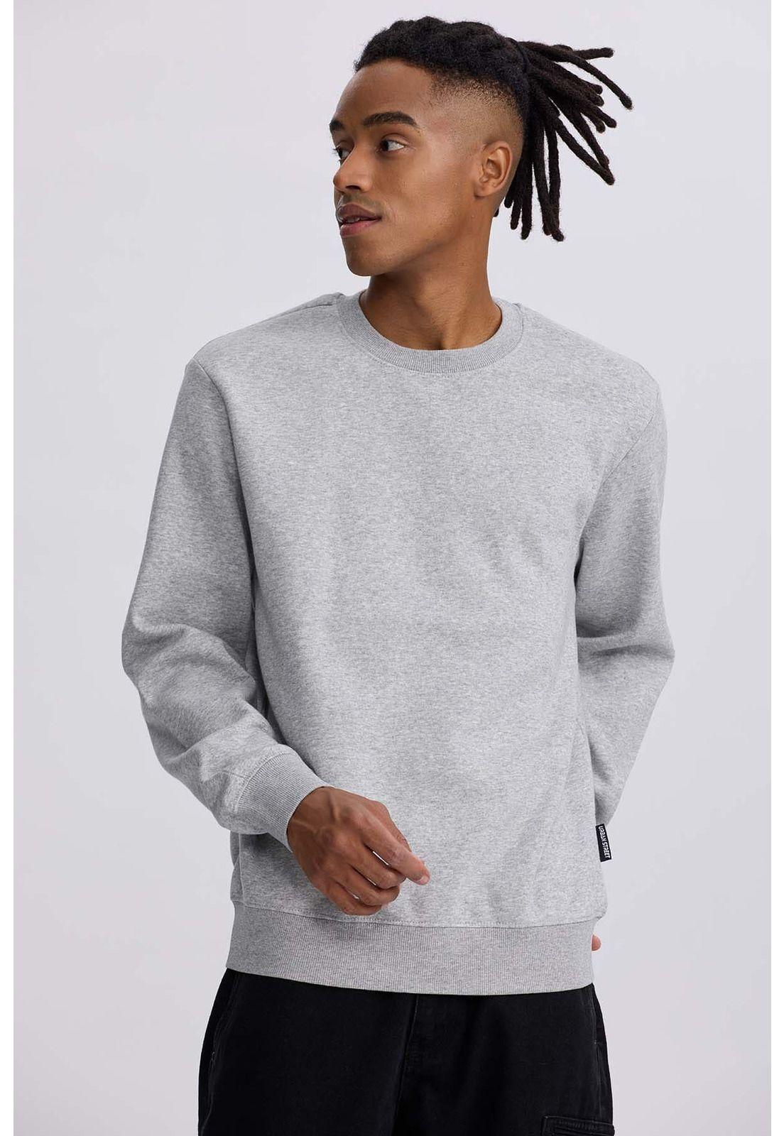 Polerón Hombre Liso Gris Melange-1