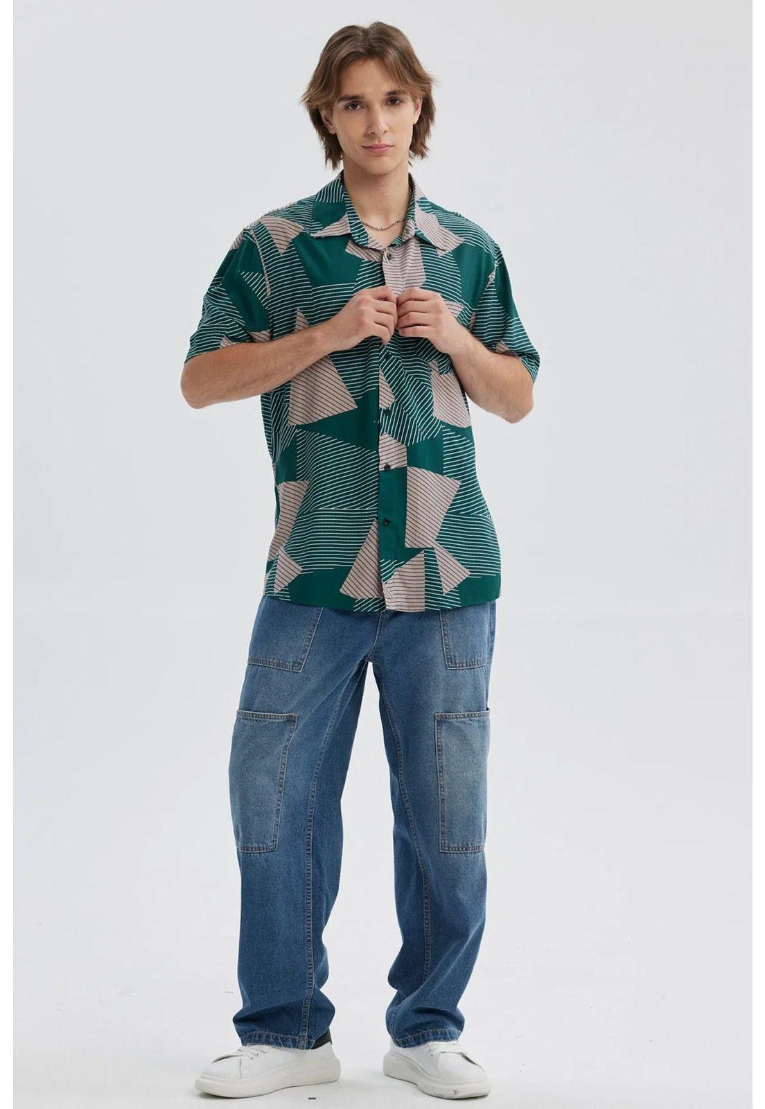 Camisa Hombre Full Print Verde-3