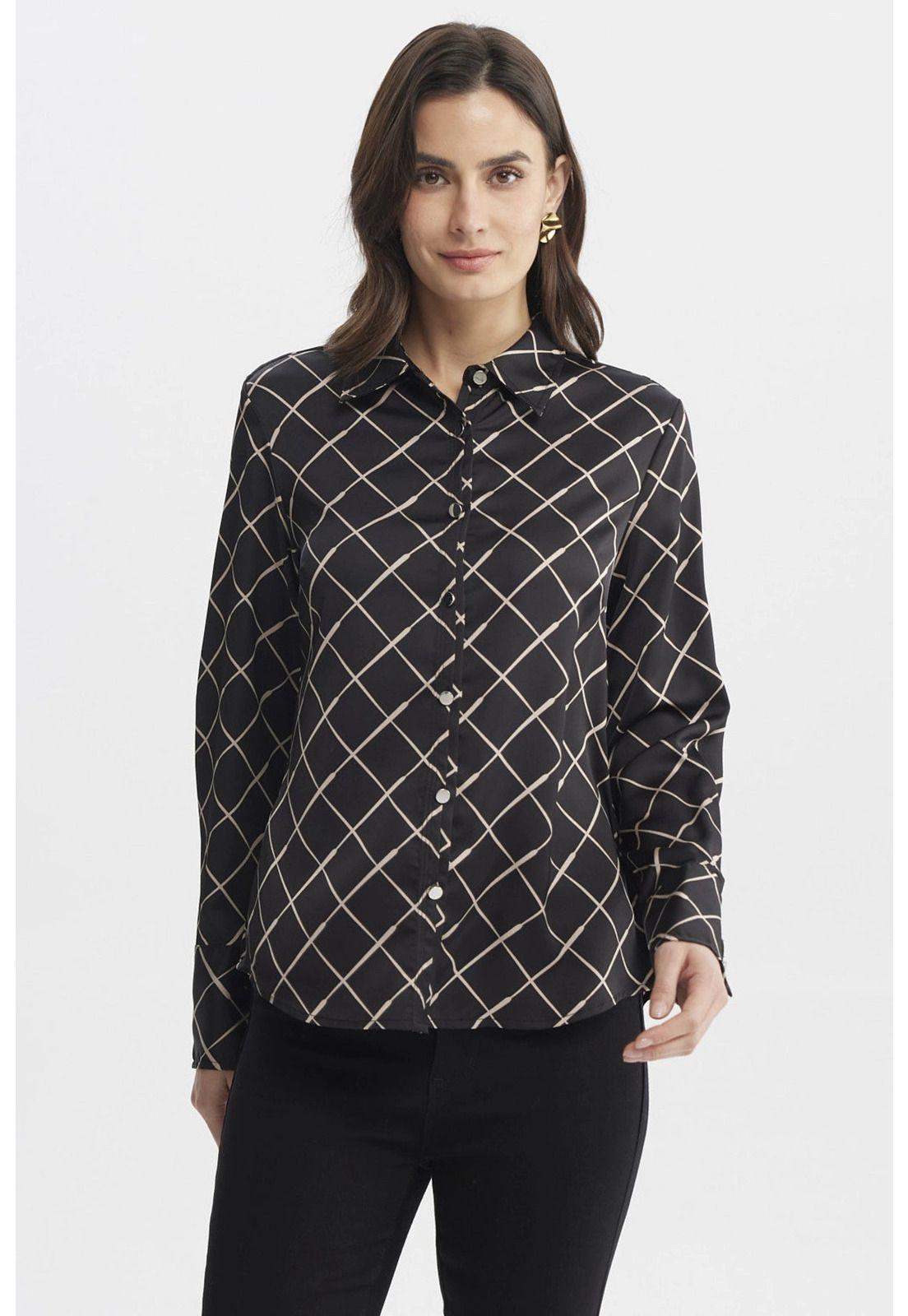 Blusa Mujer Cuello Camisero Negro-0