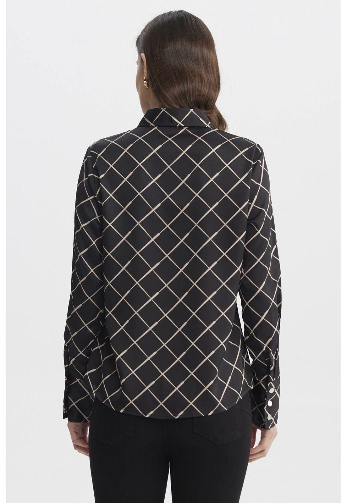 Blusa Mujer Cuello Camisero Negro-2