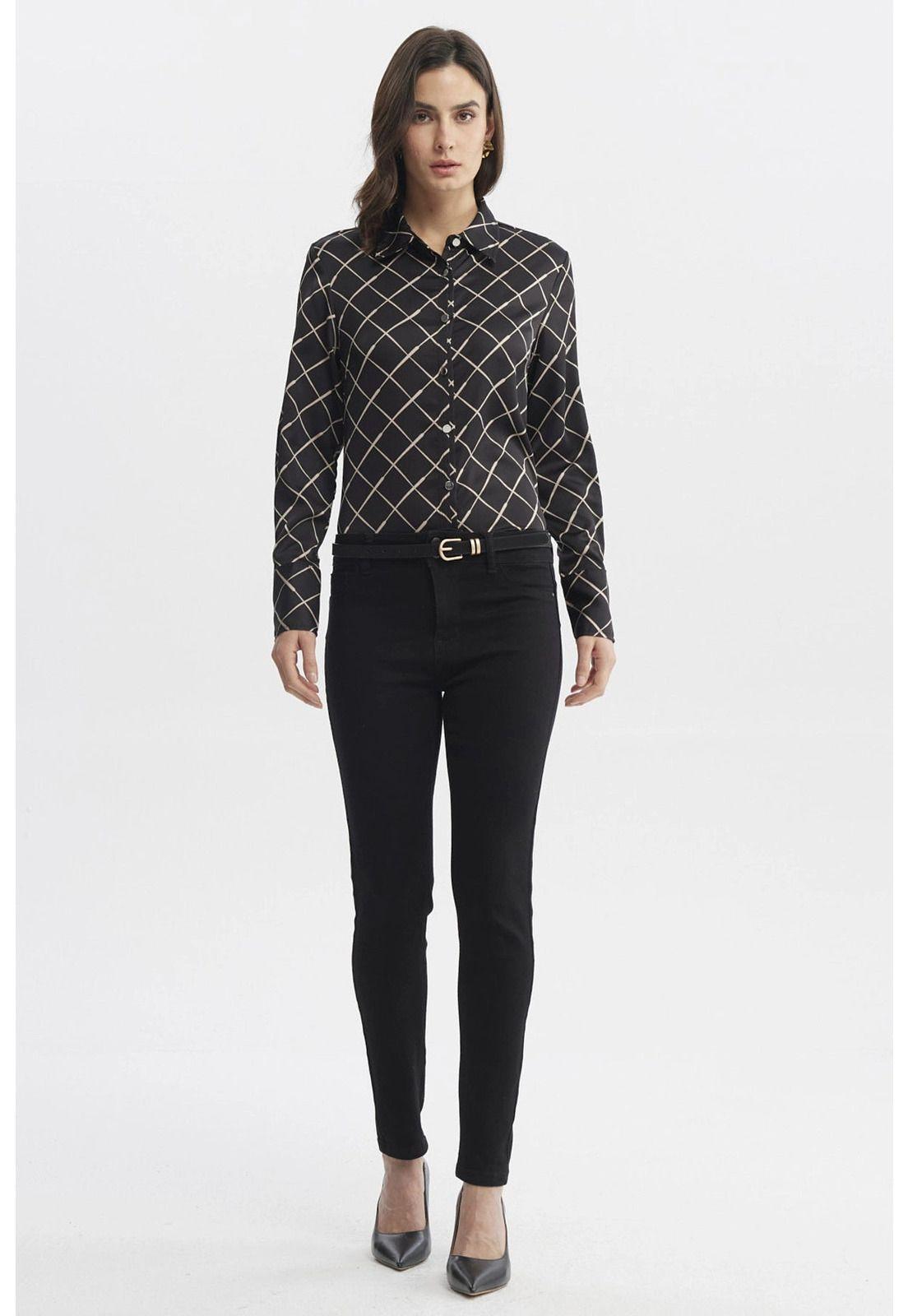 Blusa Mujer Cuello Camisero Negro-3