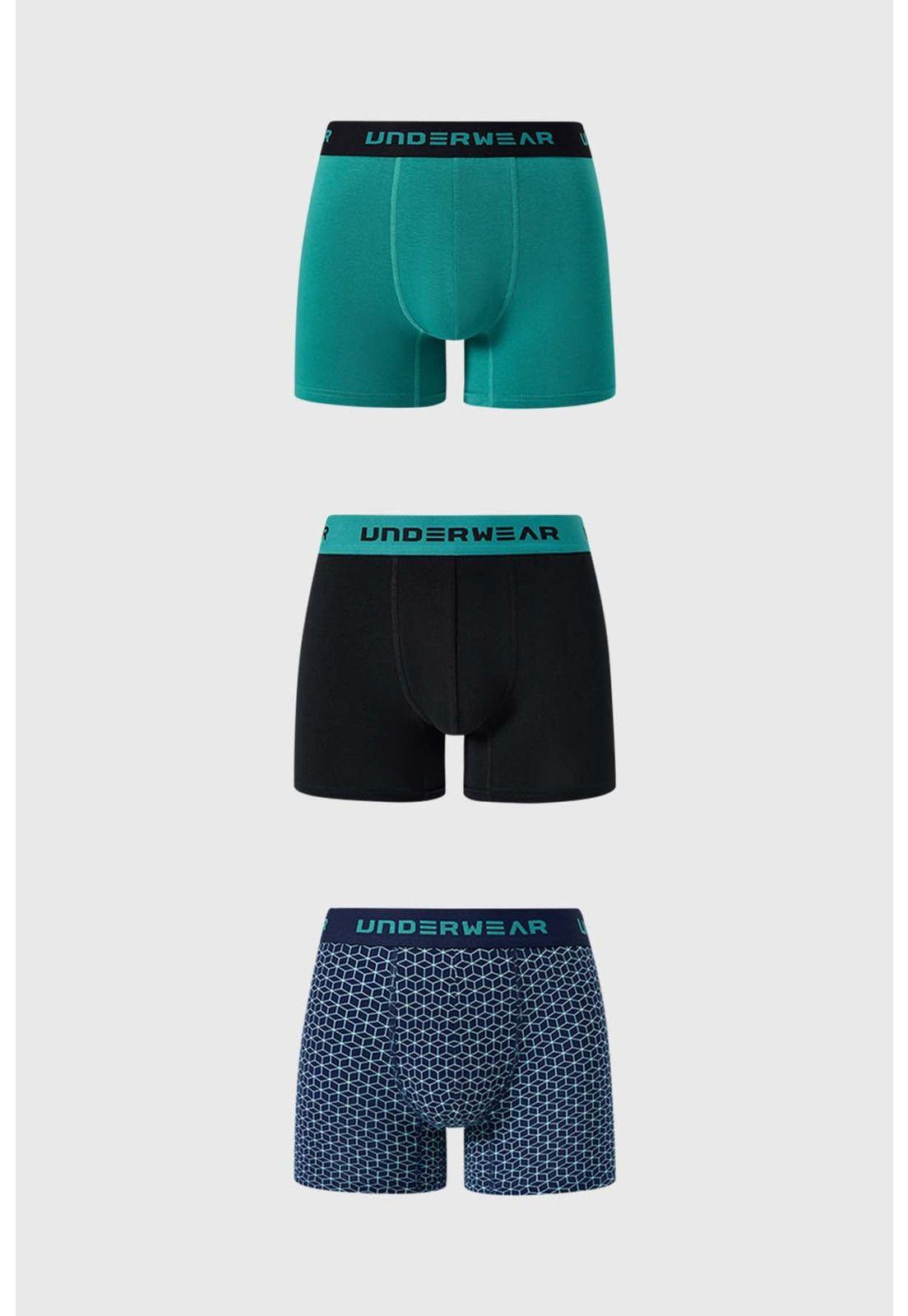 Bóxer Hombre Tripack Liso Verde-0