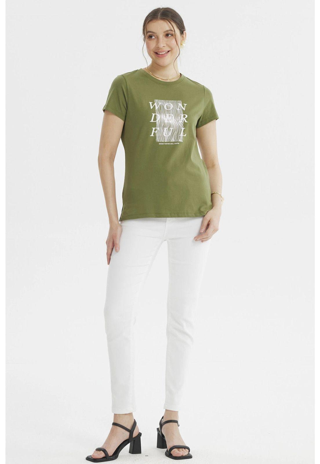 Polera Mujer Print Posiiconal Verde Olivo-3