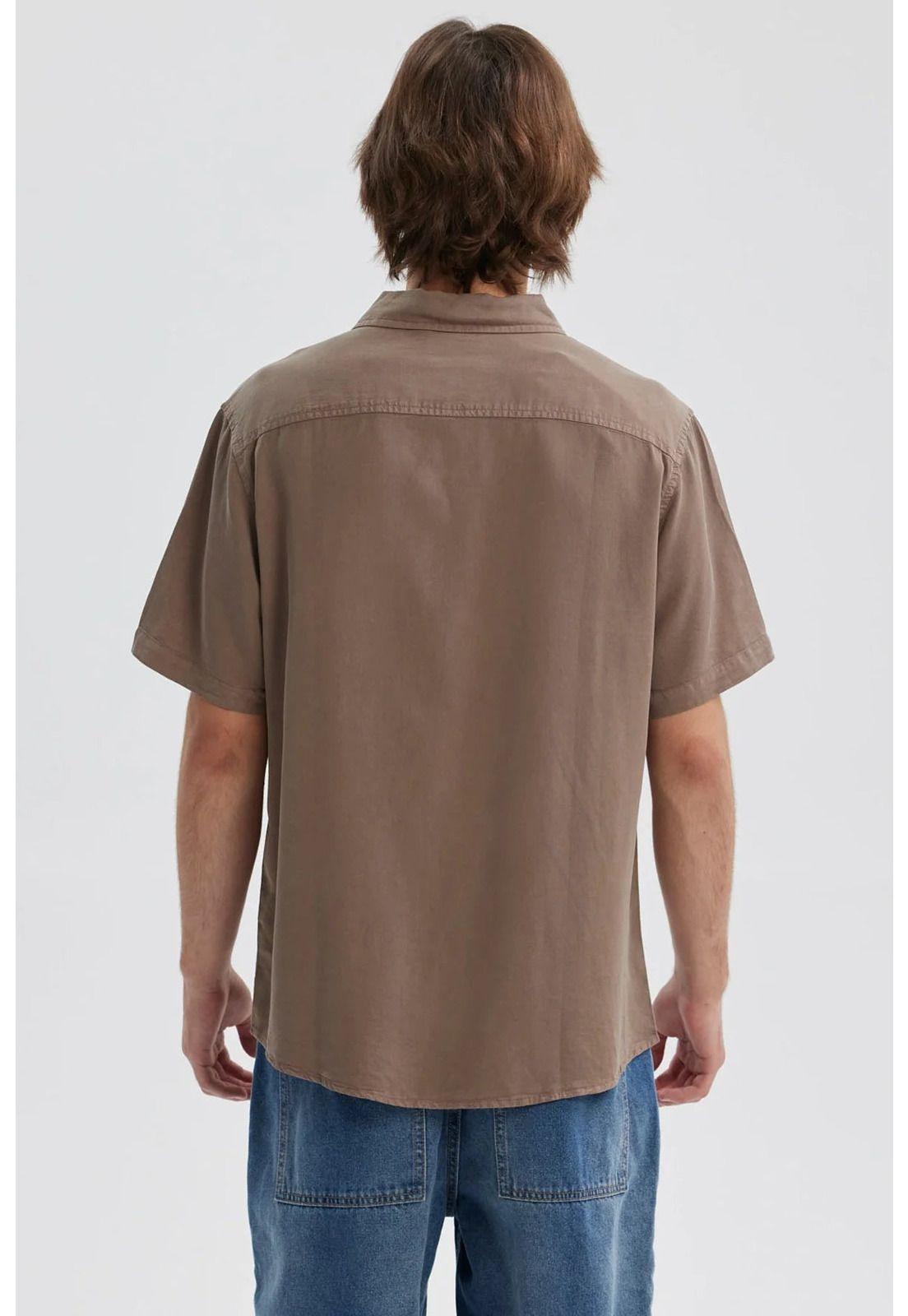 Camisa Hombre Lyocell Café-2