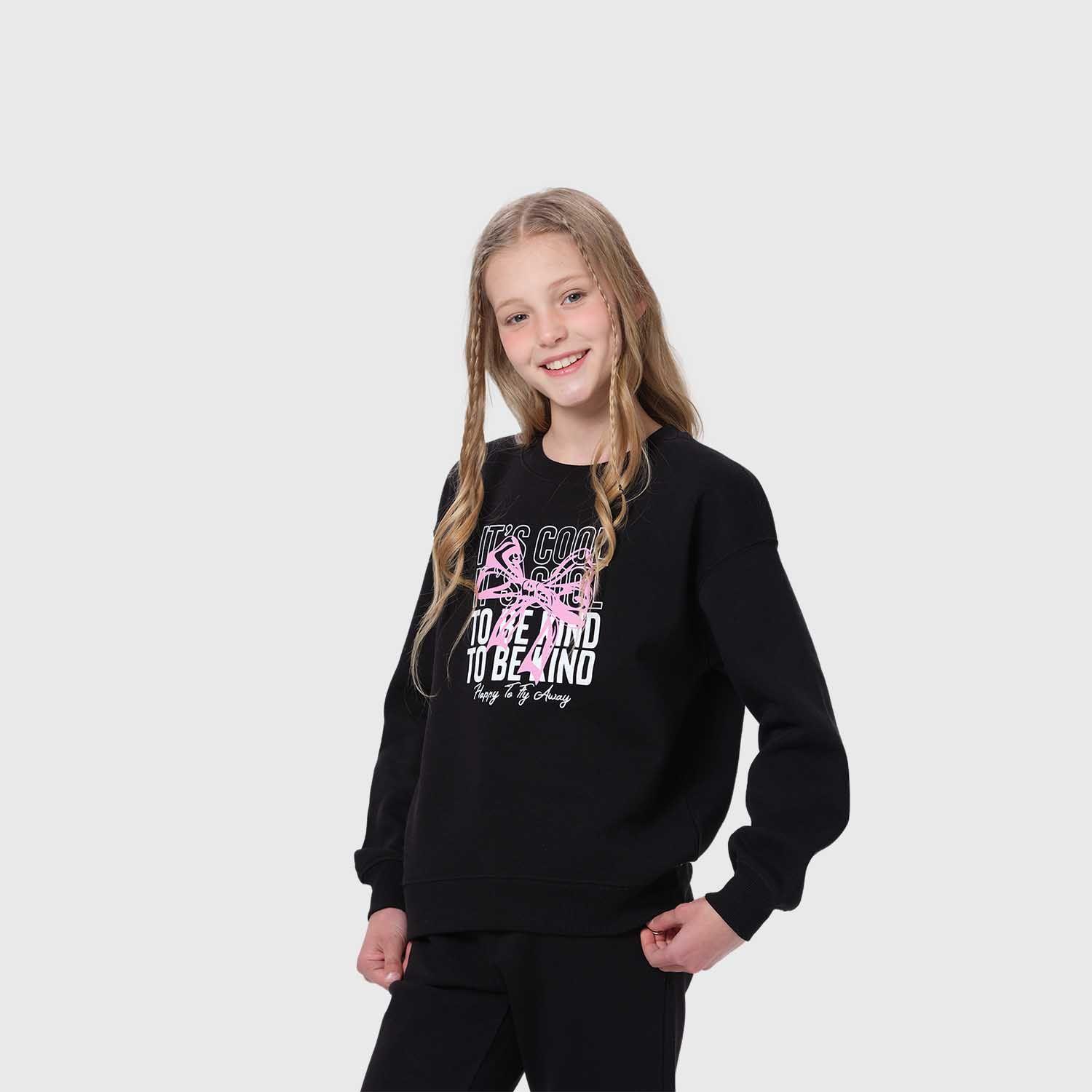Polerón Niña Básico Negro I-1