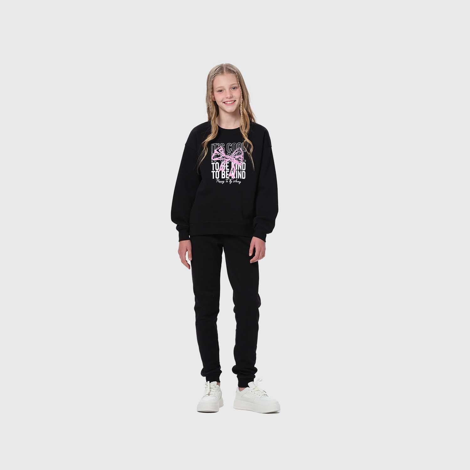 Polerón Niña Básico Negro I-3