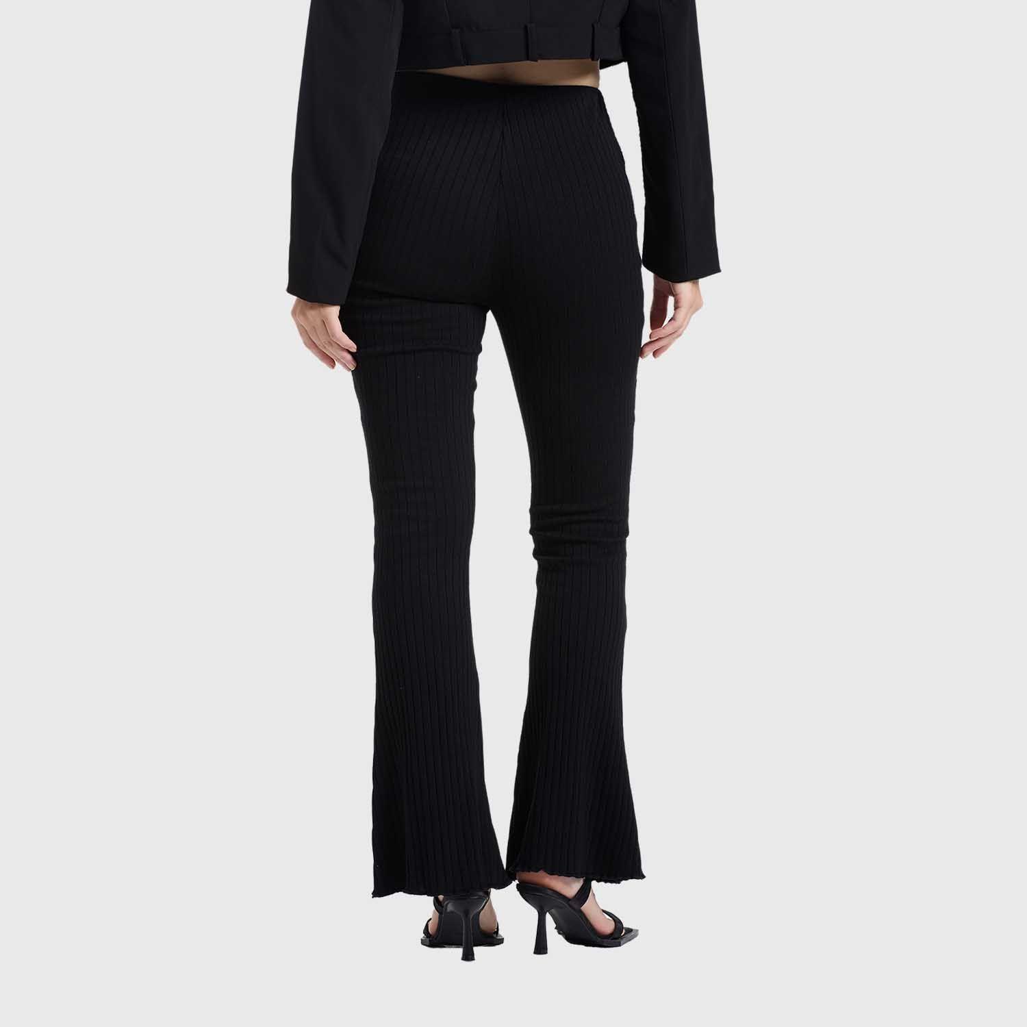 Pantalón Mujer Flare Rib Negro Fashion's Park-2