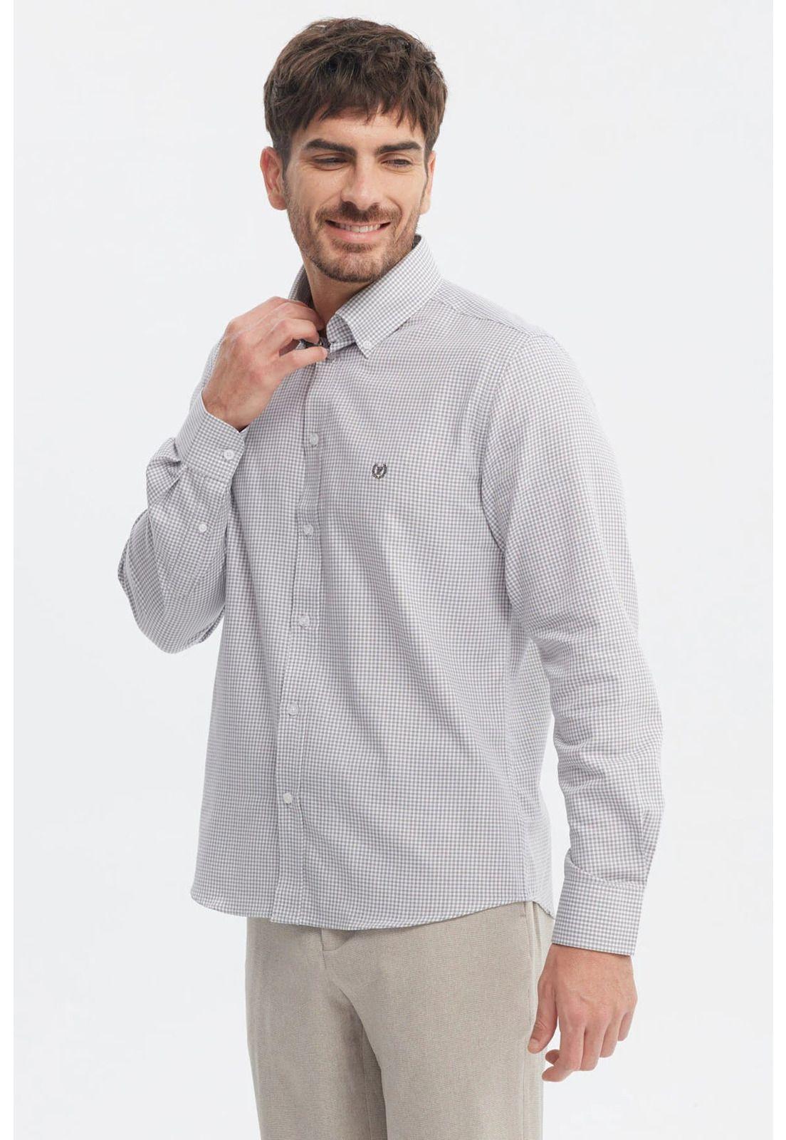 Camisa Hombre Slim Gris Claro-1