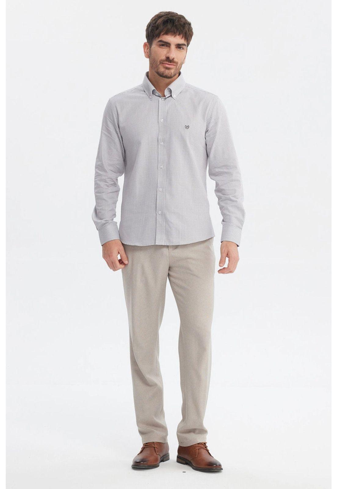 Camisa Hombre Slim Gris Claro-3