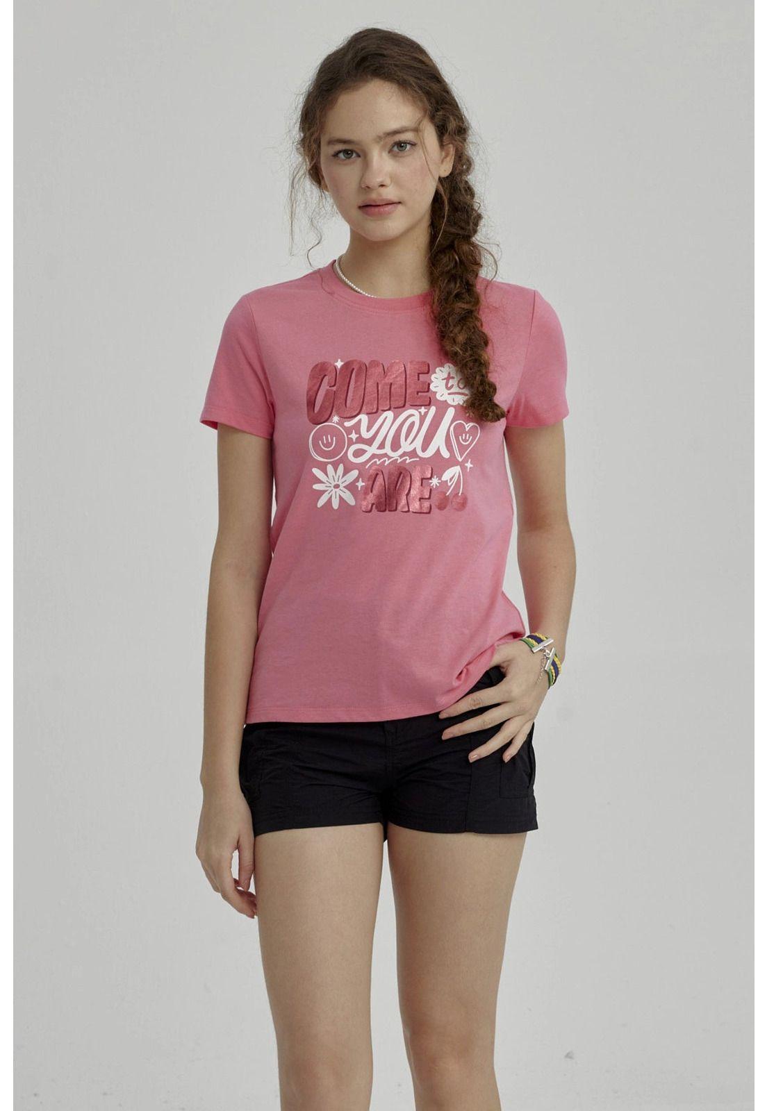 Polera Niña Básica Estampada Fucsia - ll-0