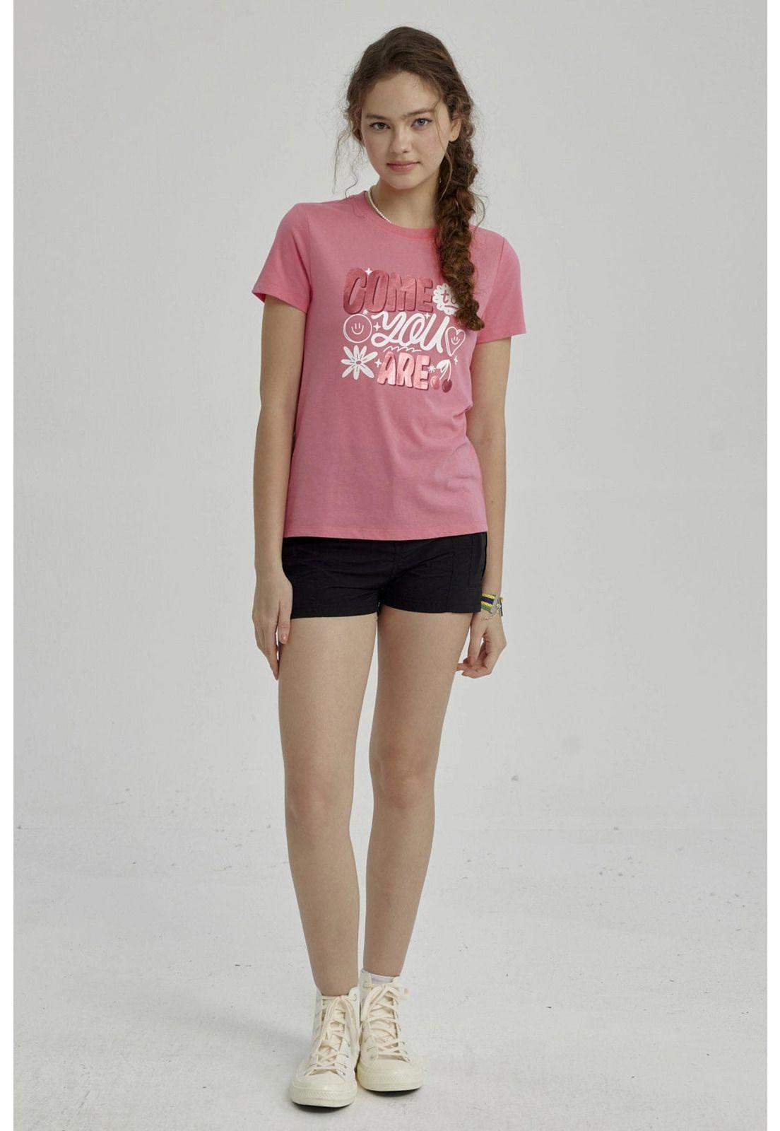 Polera Niña Básica Estampada Fucsia - ll-3