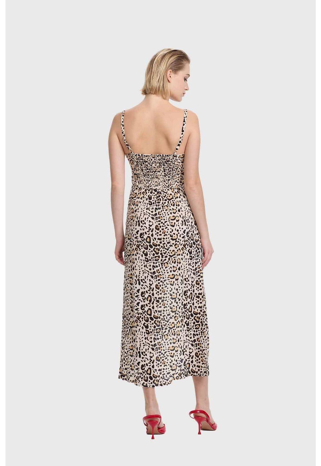 Vestido Mujer Midi Animal Print Beige-2