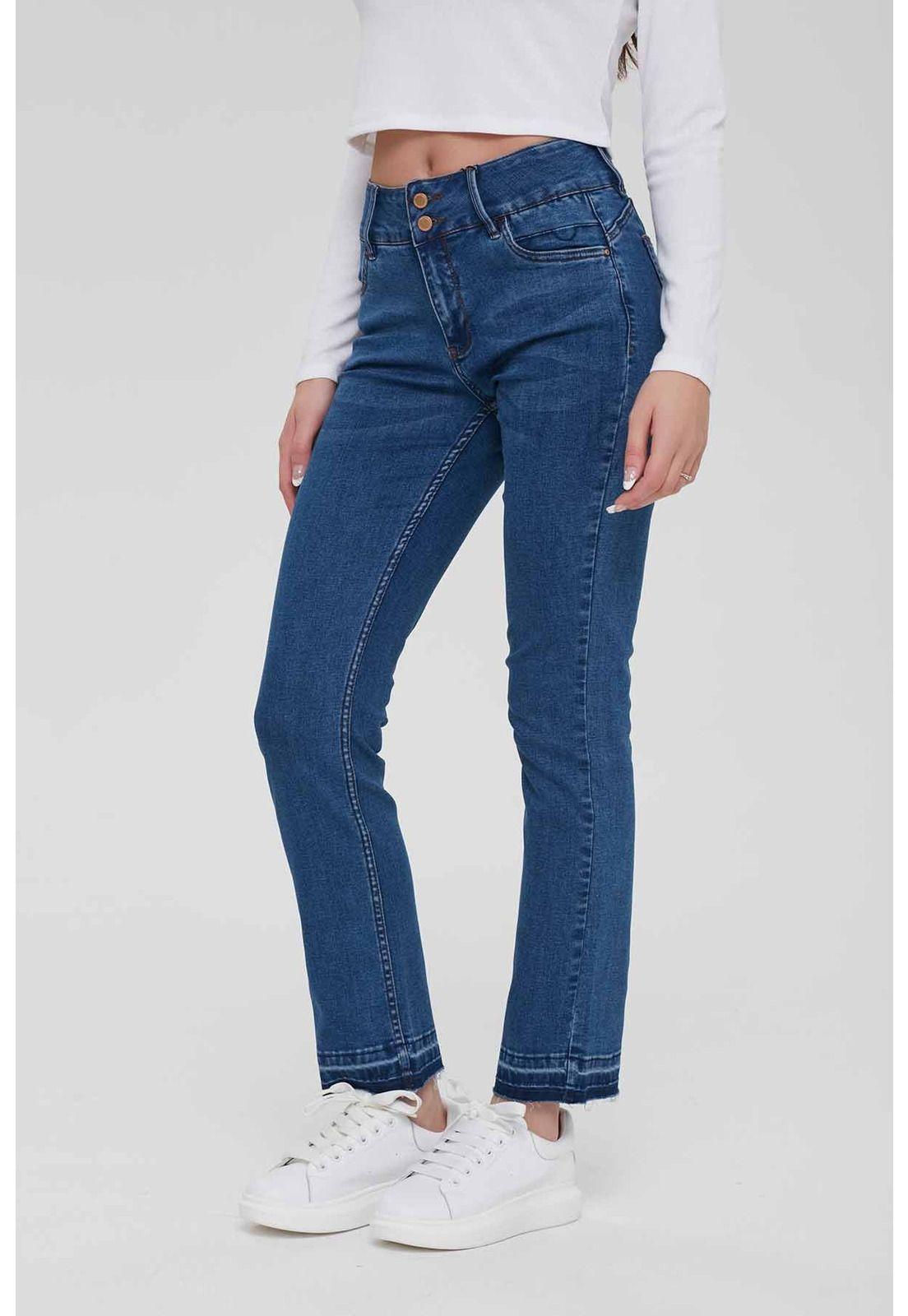Jeans Mujer Recto Push Up Azul-0