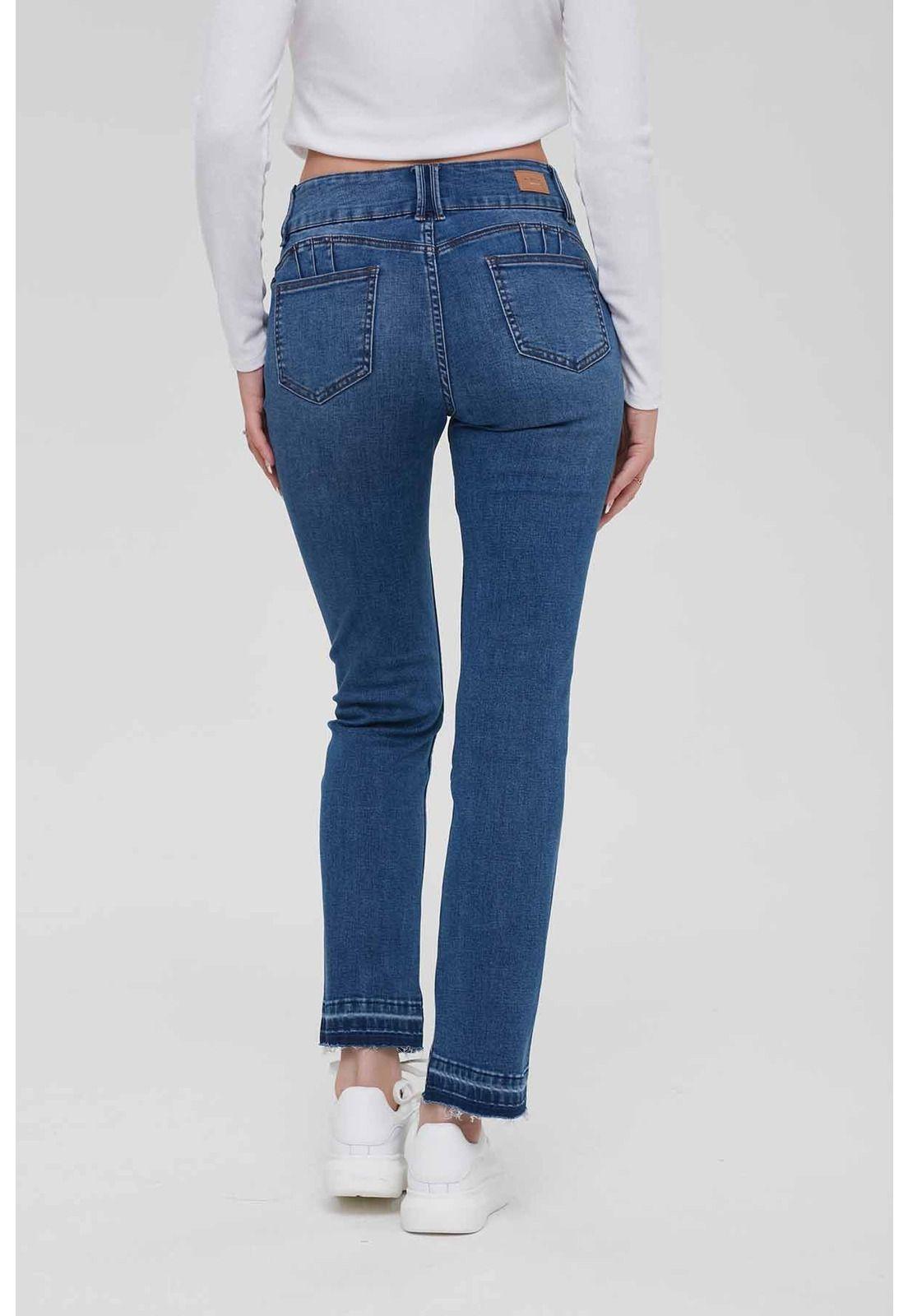 Jeans Mujer Recto Push Up Azul-2