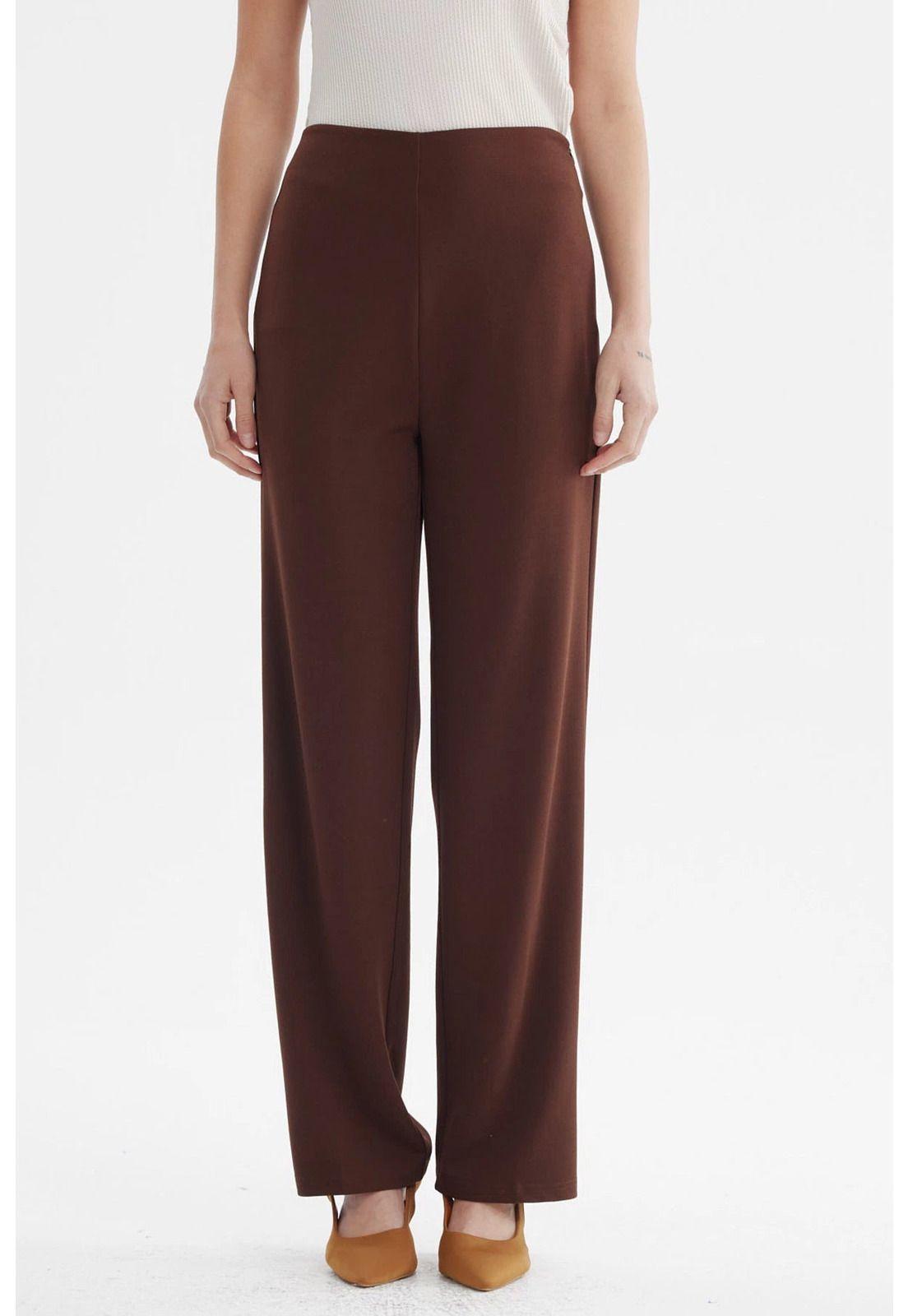 Pantalón Mujer Calce Recto Chocolate-0