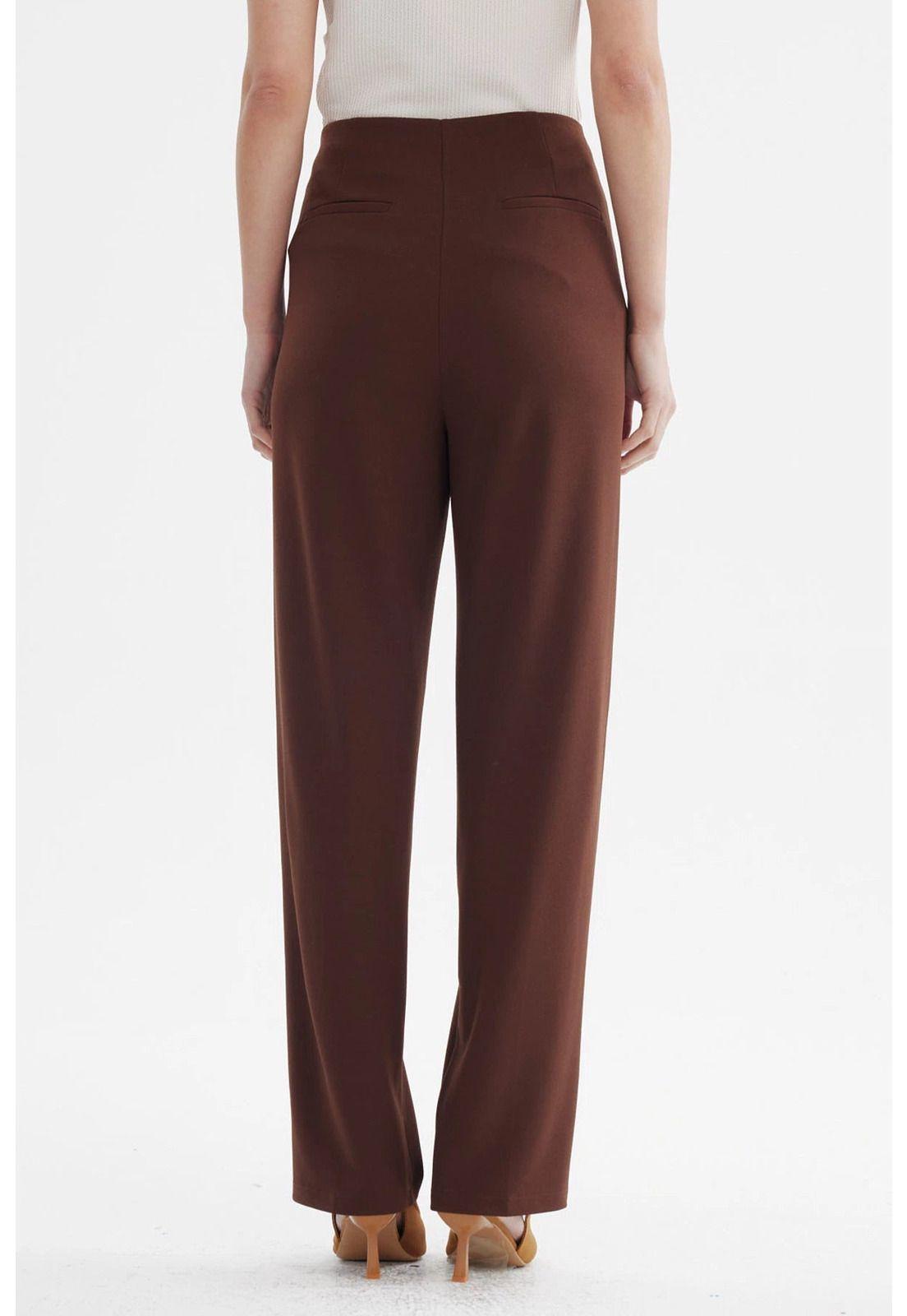 Pantalón Mujer Calce Recto Chocolate-2
