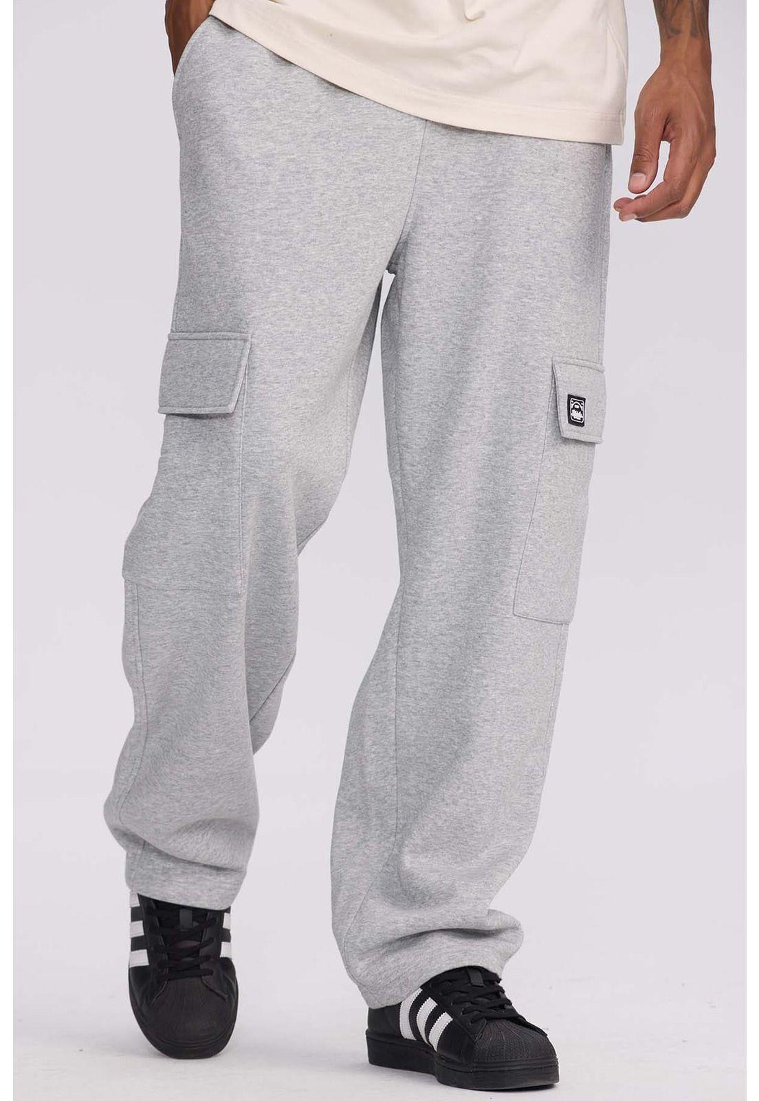 Pantalón Buzo Hombre Cargo Gris Melange - ll-0
