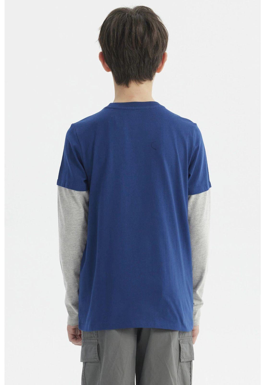 Polera Niño Básica Print Azul-2