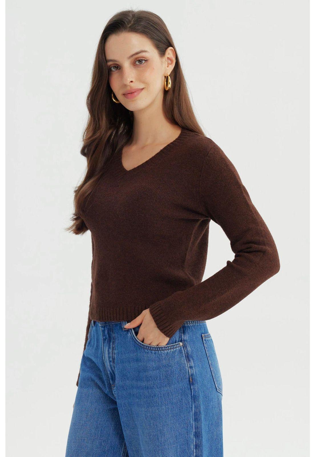 Sweater Mujer Regular Café - ll-1