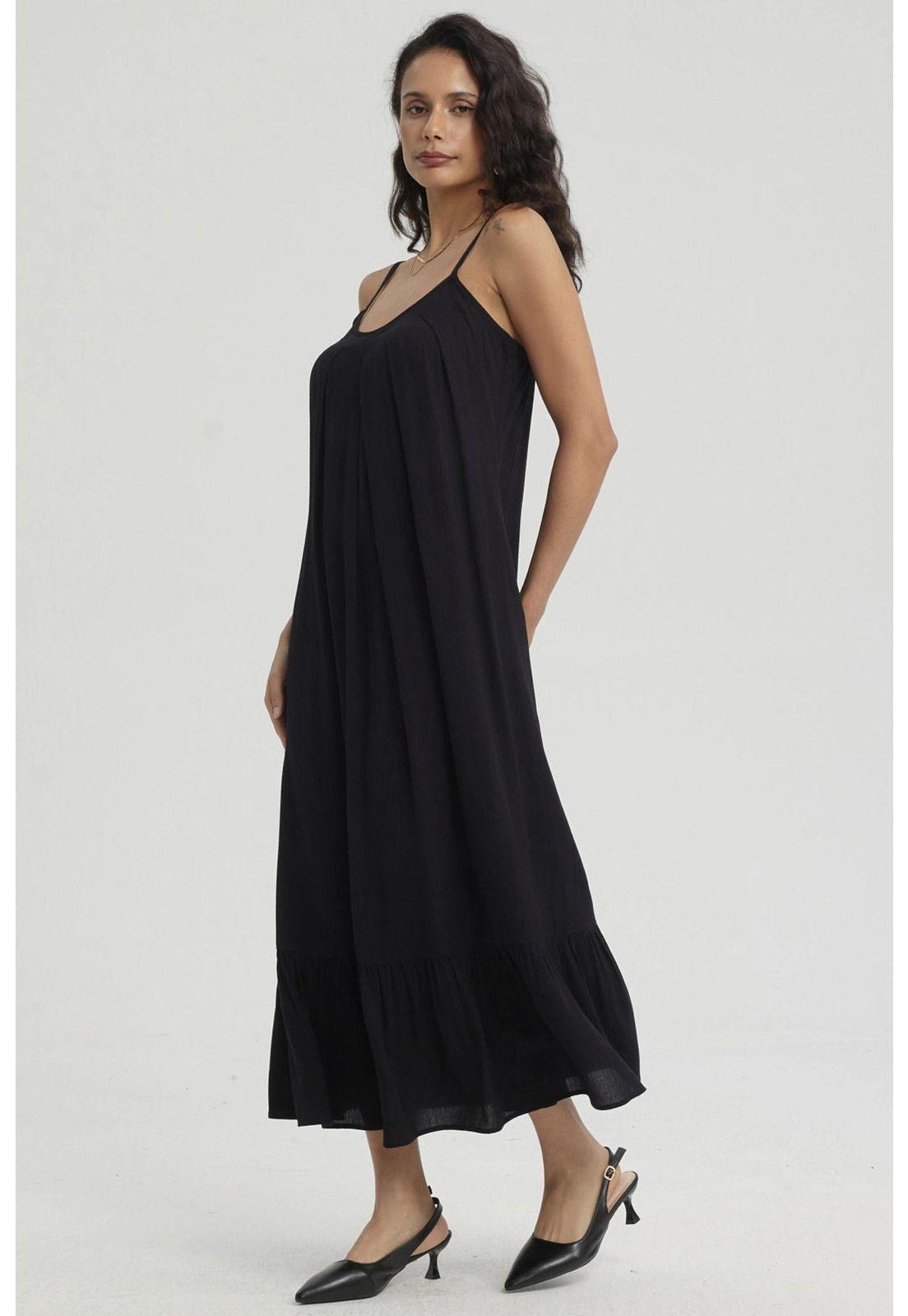 Vestido Mujer Largo Pabilo Negro - ll-1