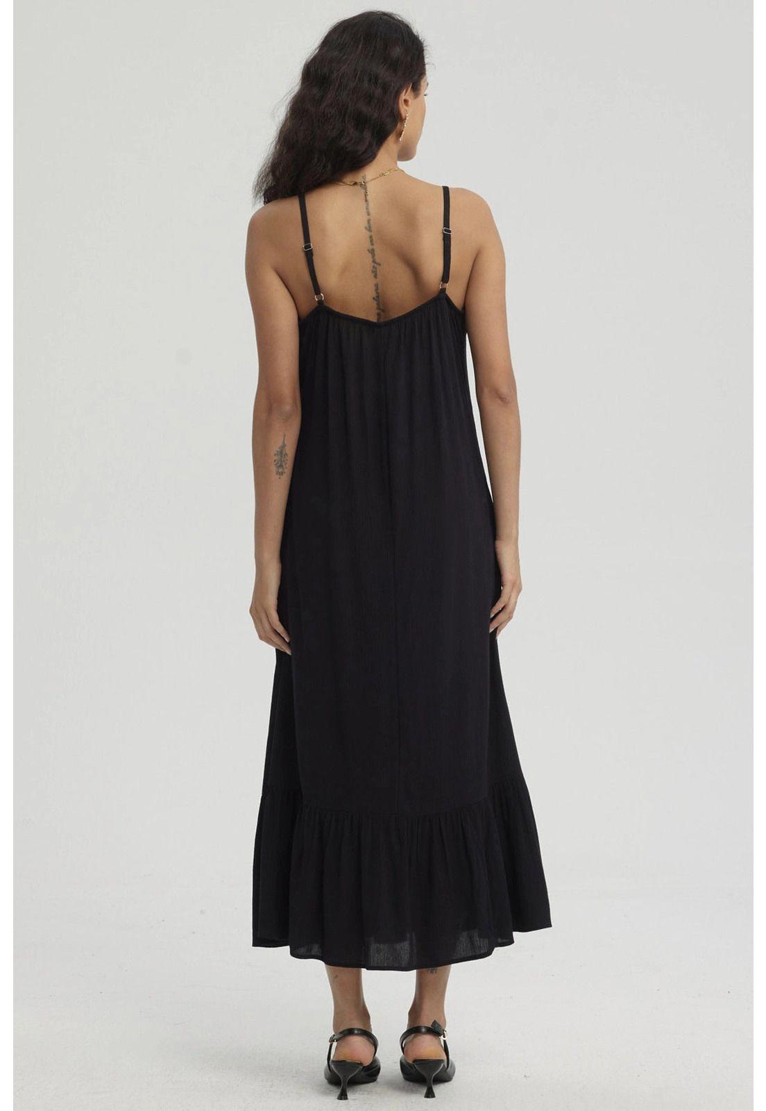 Vestido Mujer Largo Pabilo Negro - ll-2