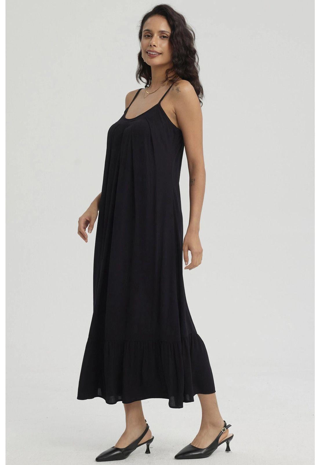 Vestido Mujer Largo Pabilo Negro - ll-3