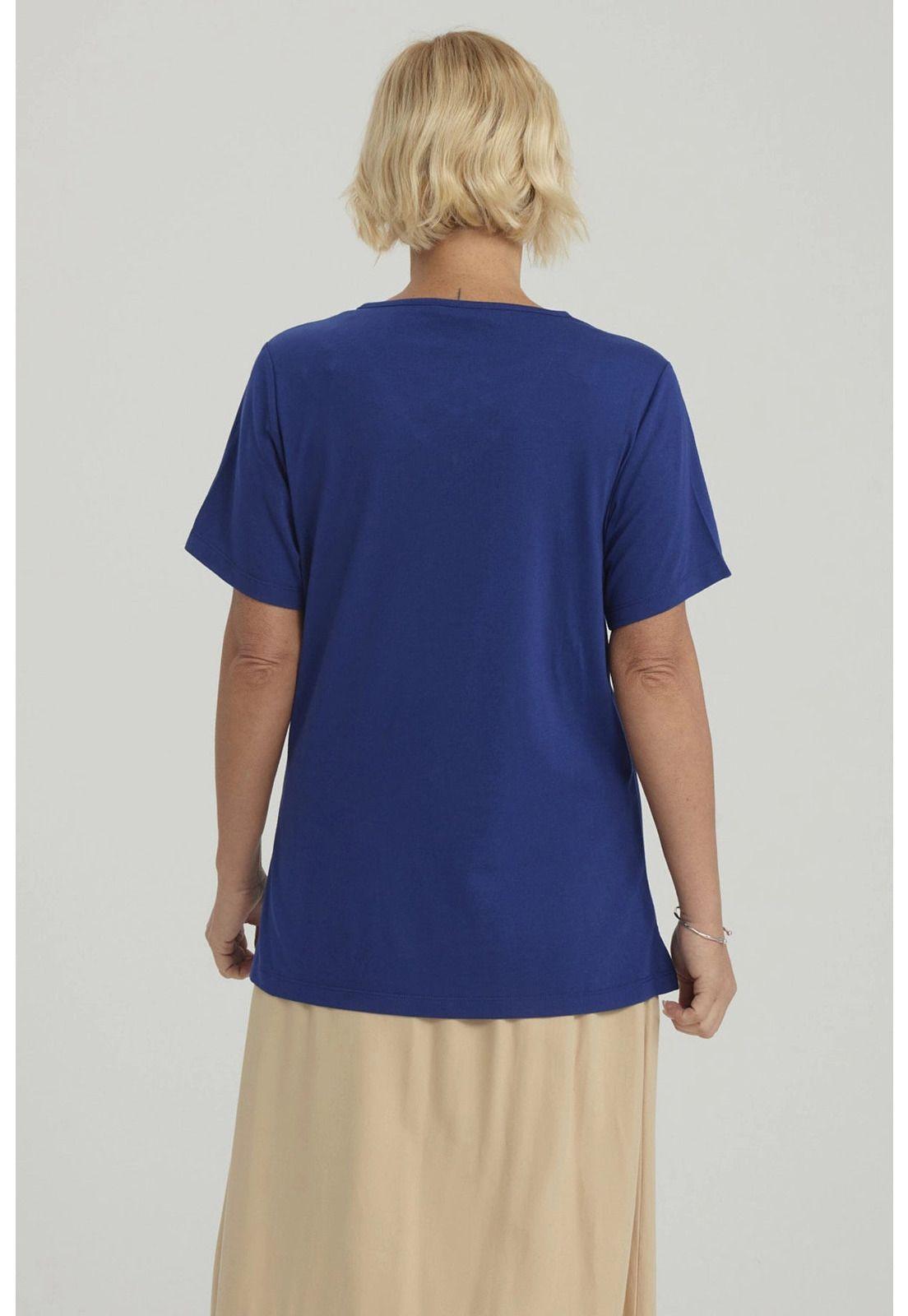 Polera Mujer Detalle Escote Azul Oscuro - ll-2
