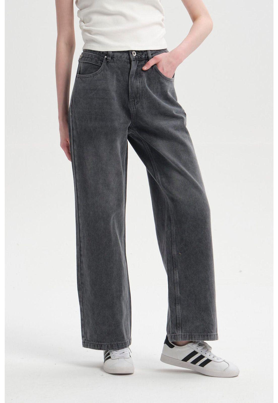 Jeans Mujer Ajuste Cintura Gris-0