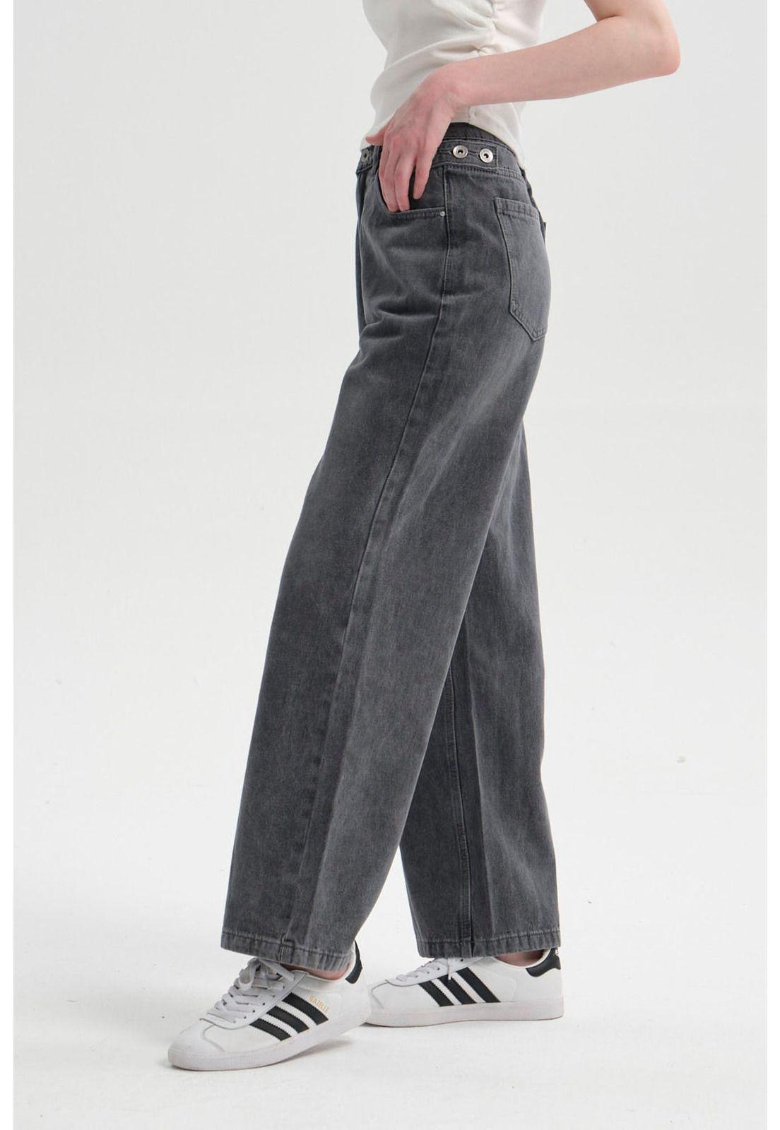 Jeans Mujer Ajuste Cintura Gris-1