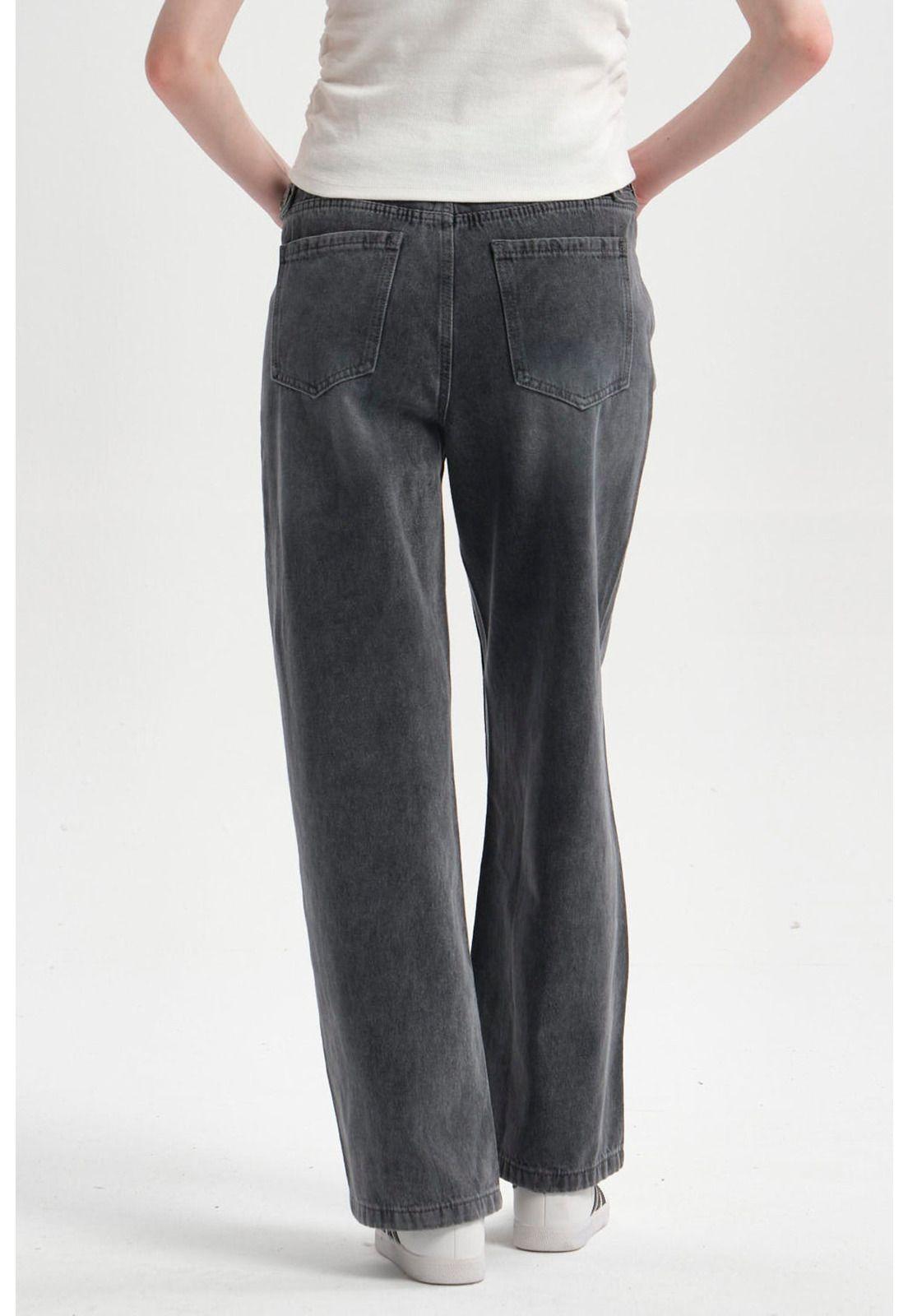 Jeans Mujer Ajuste Cintura Gris-2