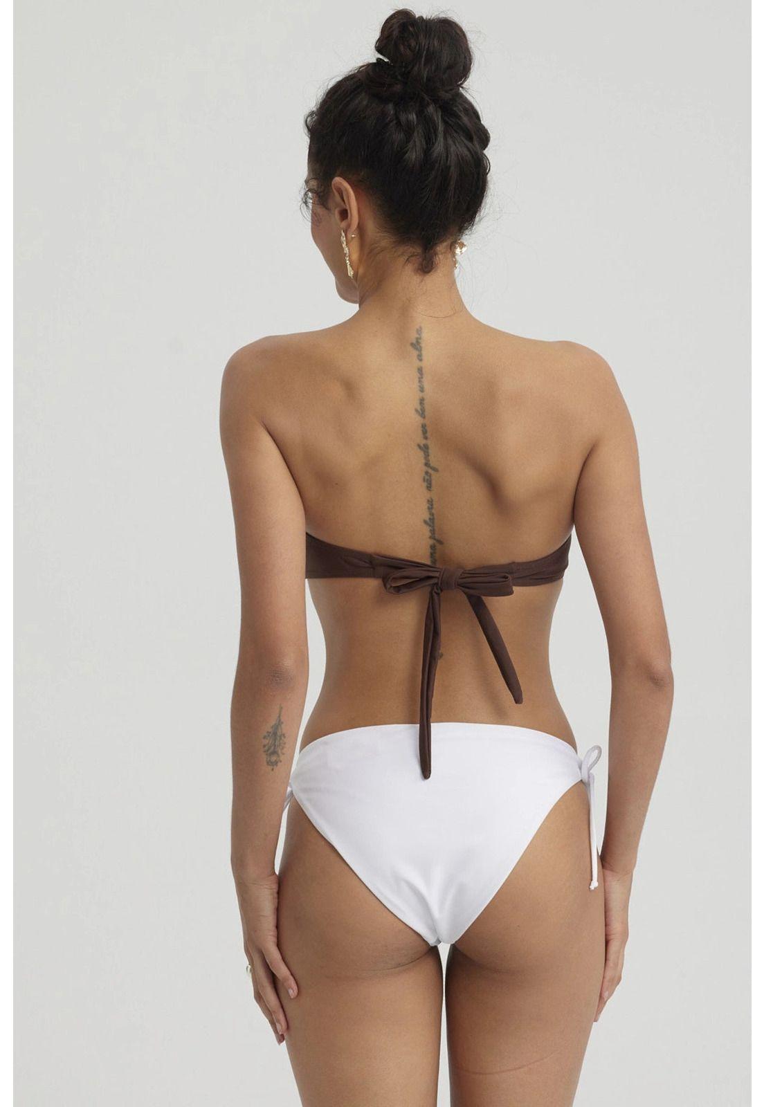 Traje De Baño Mujer Top Strapless Café Oscuro-2