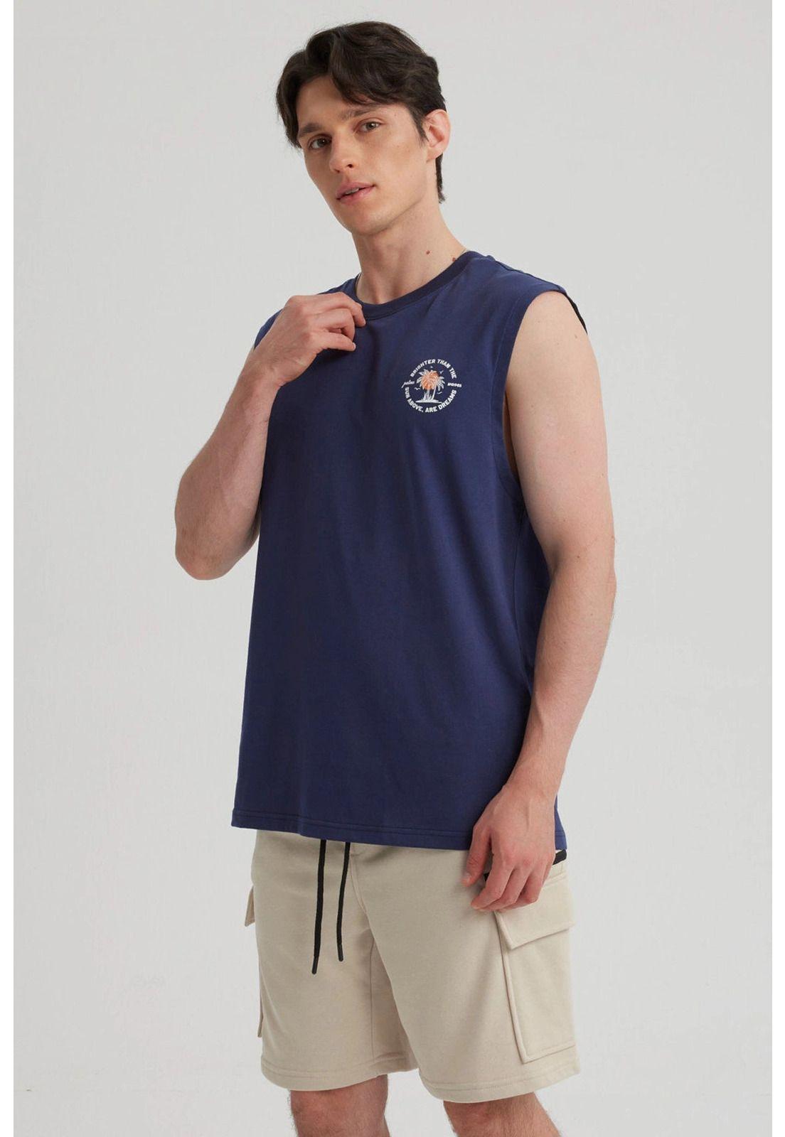 Polera Hombre Print Azul - ll-3