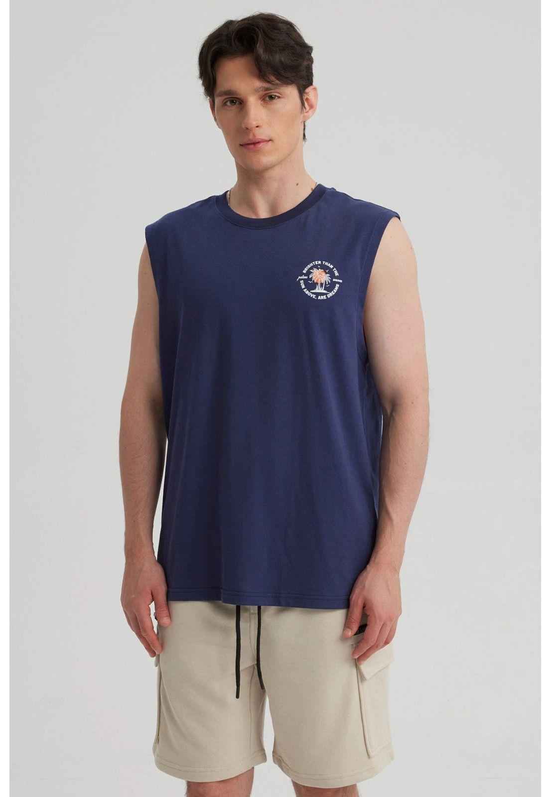 Polera Hombre Print Azul - ll-4
