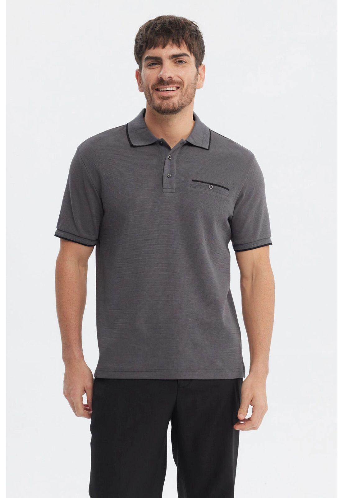 Polera Hombre Pique Con Bolsillo Botón Marengo-0