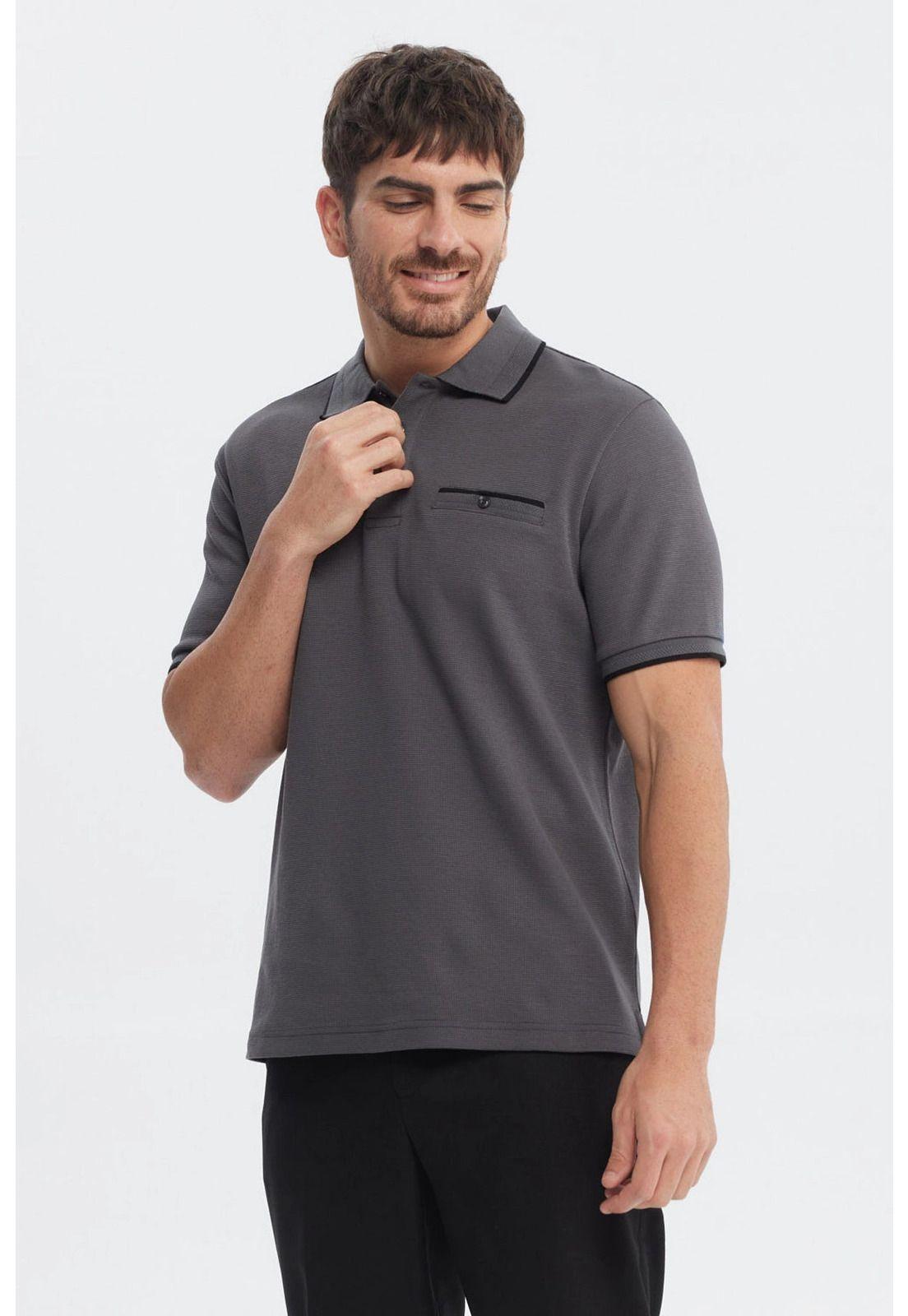 Polera Hombre Pique Con Bolsillo Botón Marengo-1