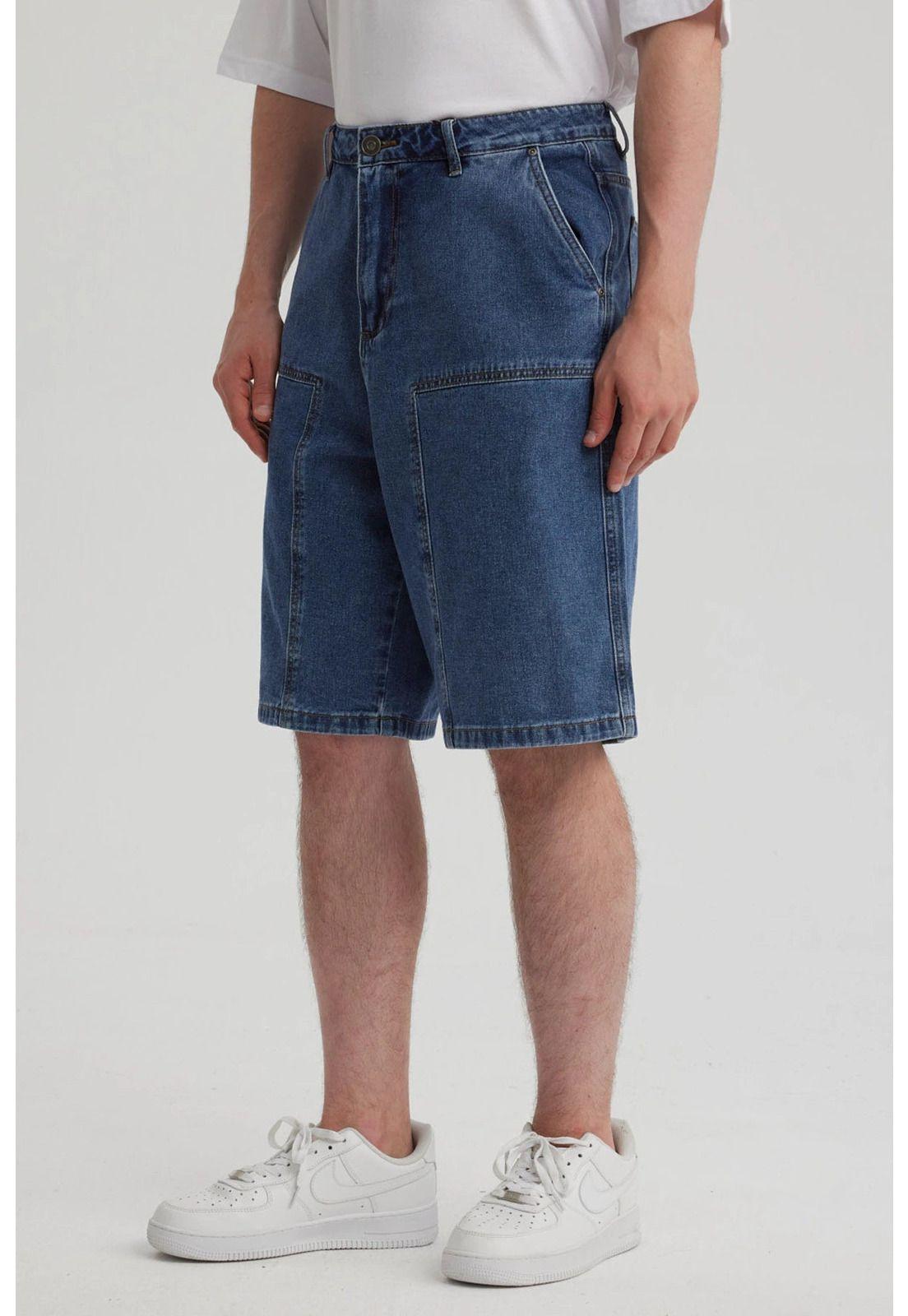 Bermuda Hombre Bolsillo Azul Claro-5