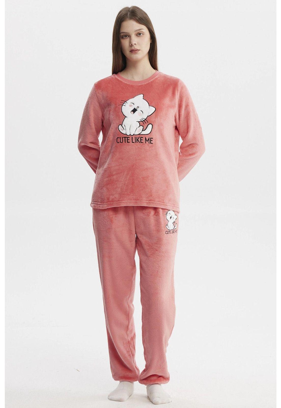 Pijama Mujer Pijama Polera Y Pantalón Rosado - lll-0