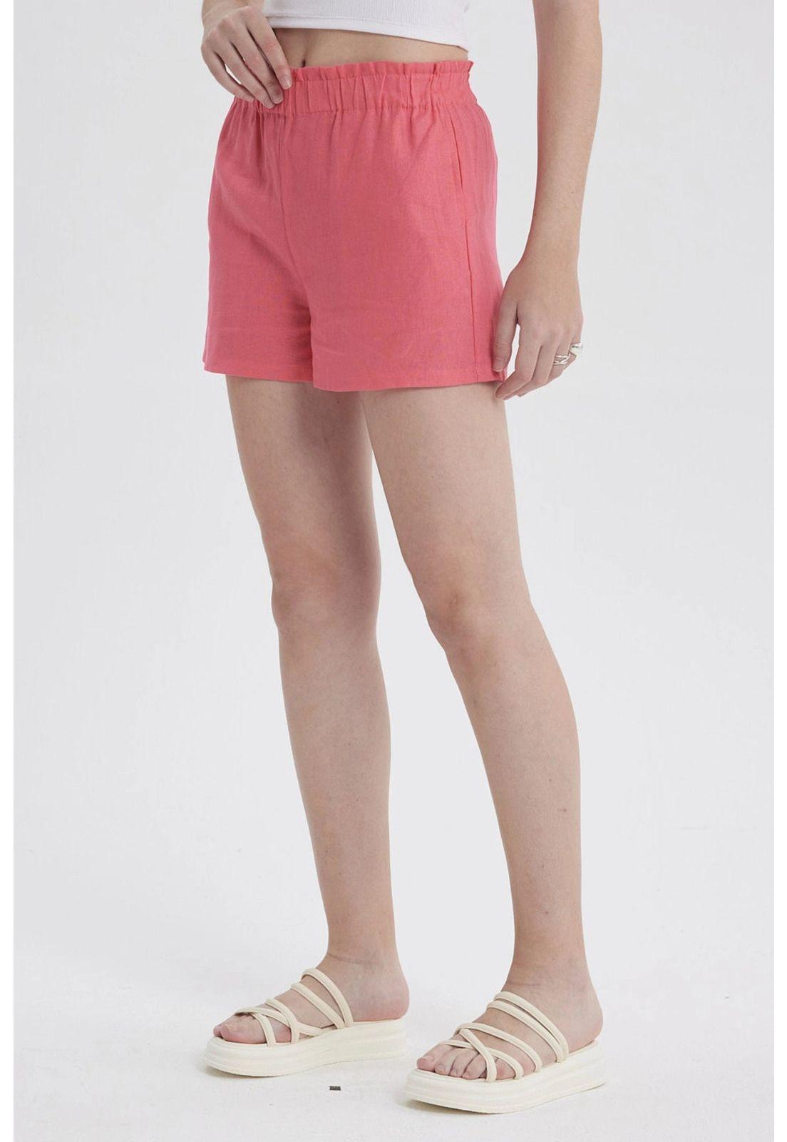 Short Mujer Lino Pretina Rosado-1