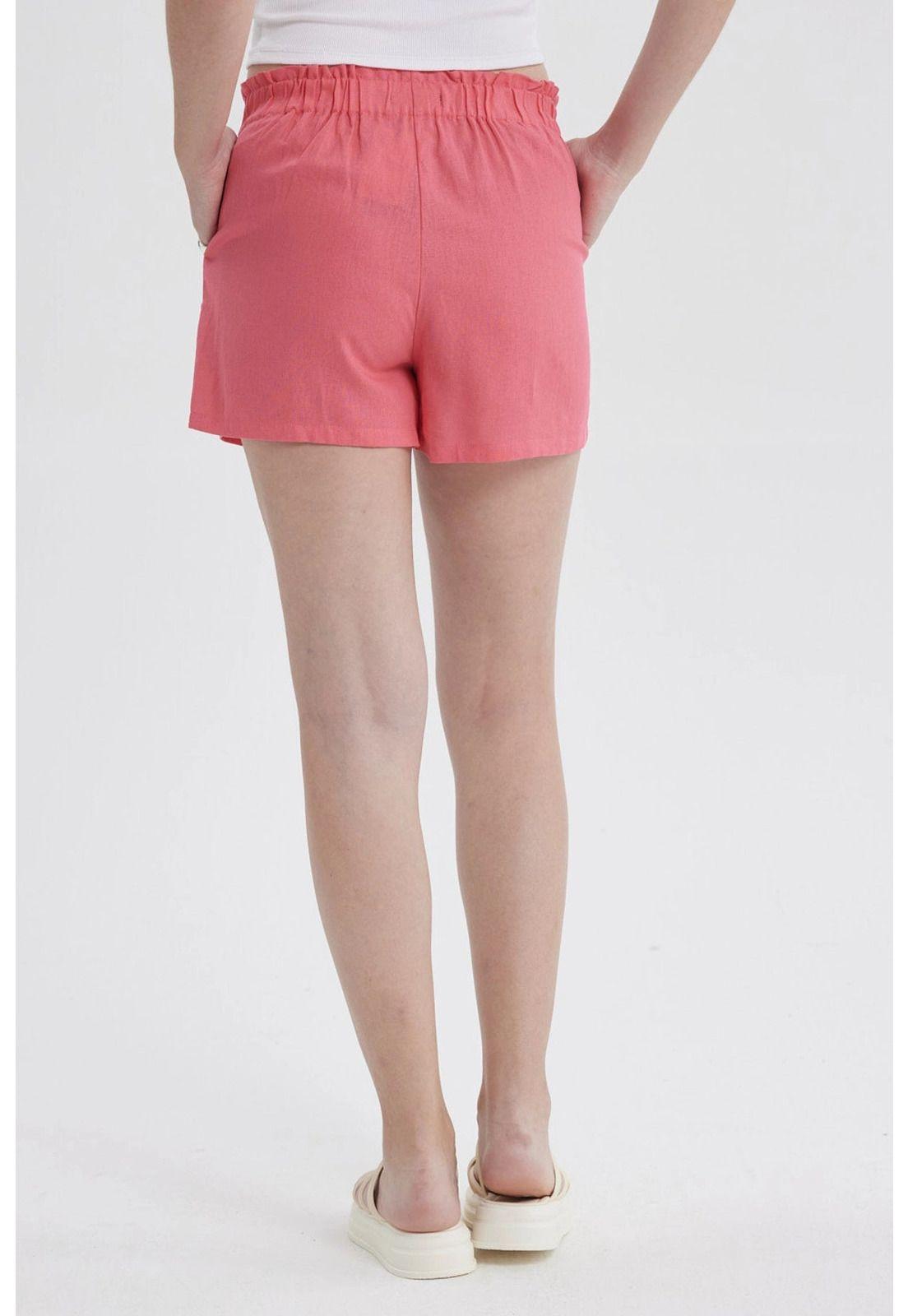 Short Mujer Lino Pretina Rosado-2