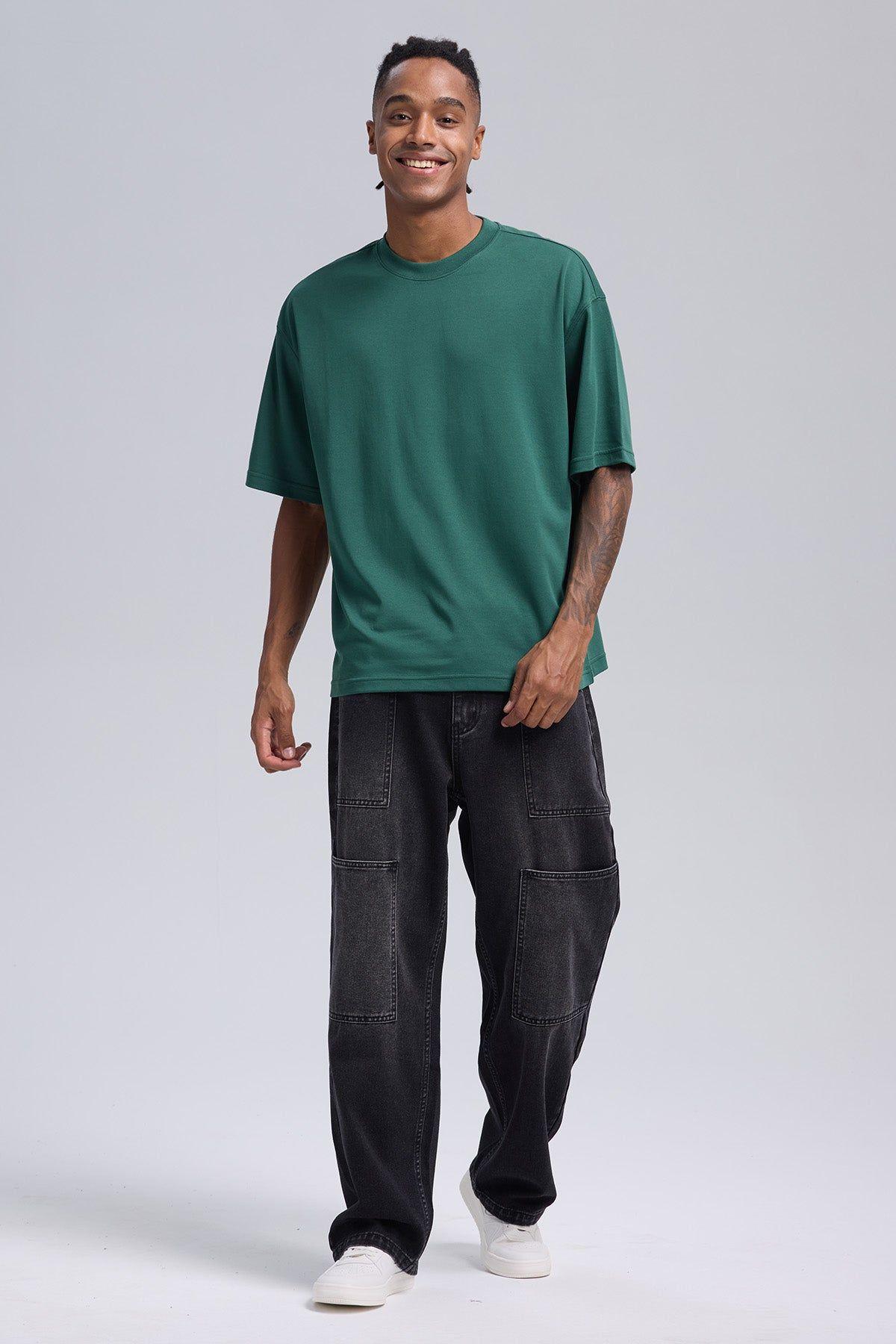 Polera Hombre Long Fit Básica Verde Claro-3