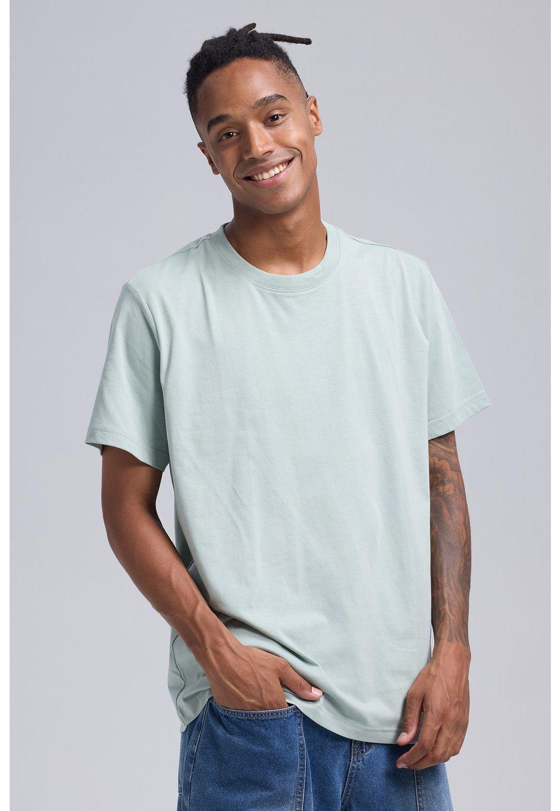 Polera Hombre Long Fit Básica Verde Claro-0