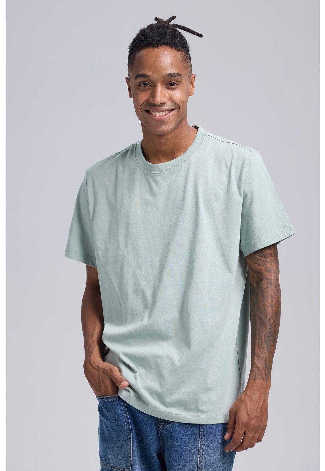 Polera Hombre Long Fit Básica Verde Claro-1