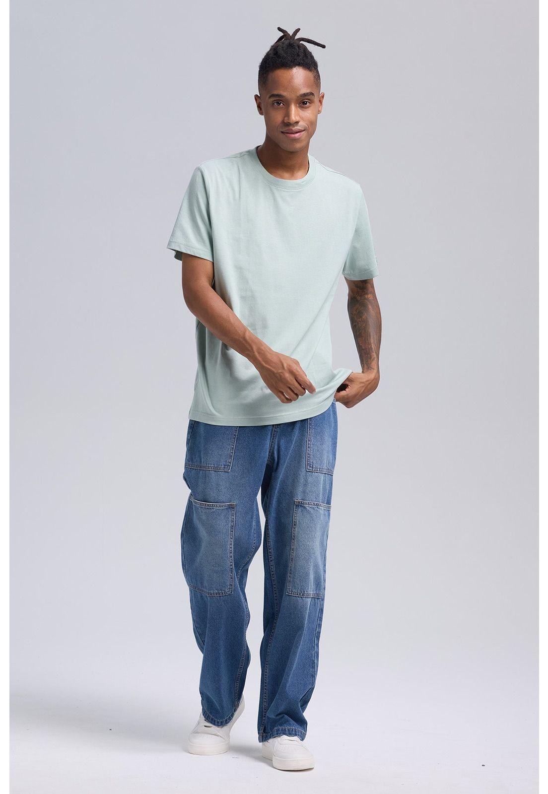 Polera Hombre Long Fit Básica Verde Claro-3