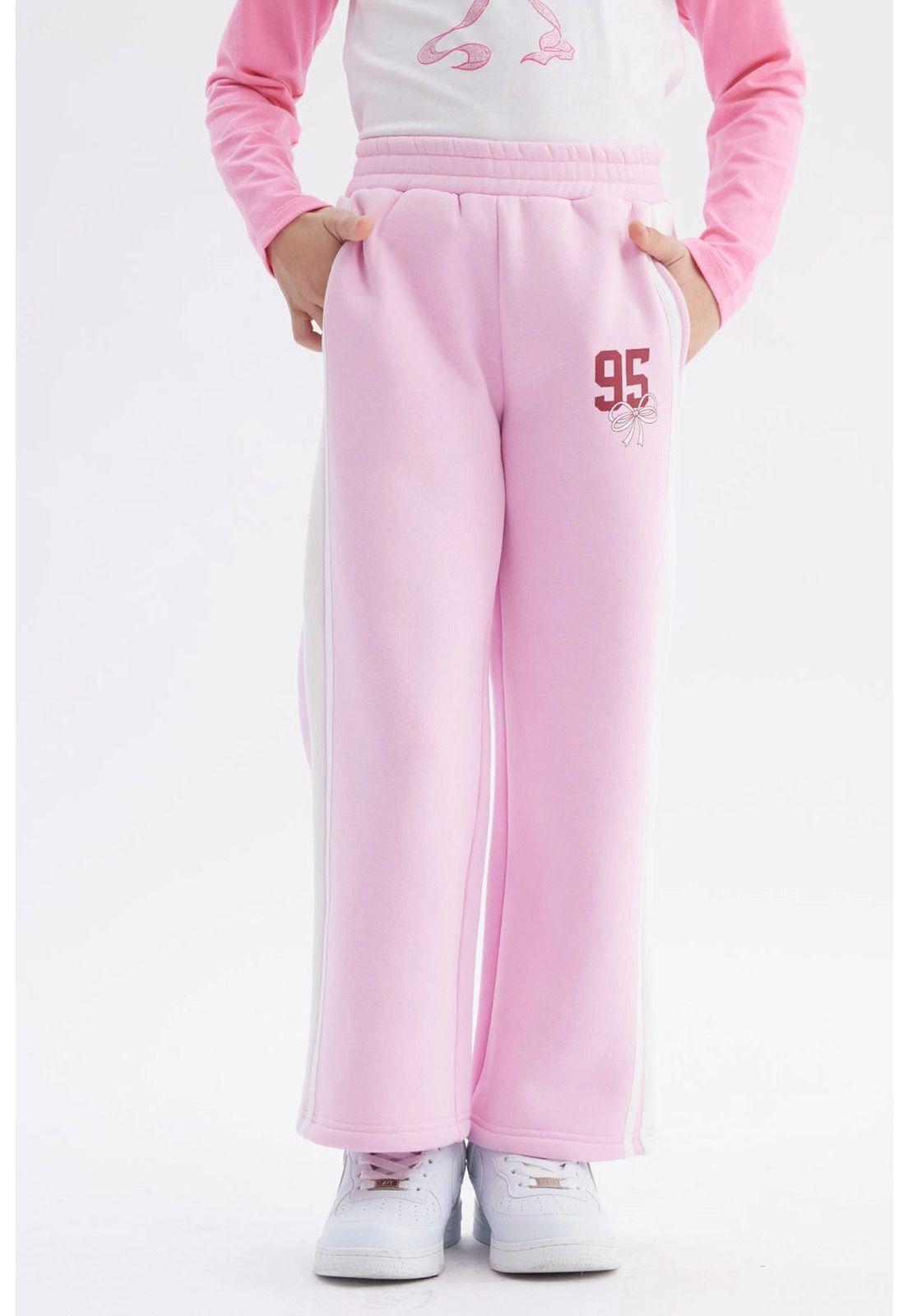 Pantalón Buzo Niña Wide Leg Rosado-0