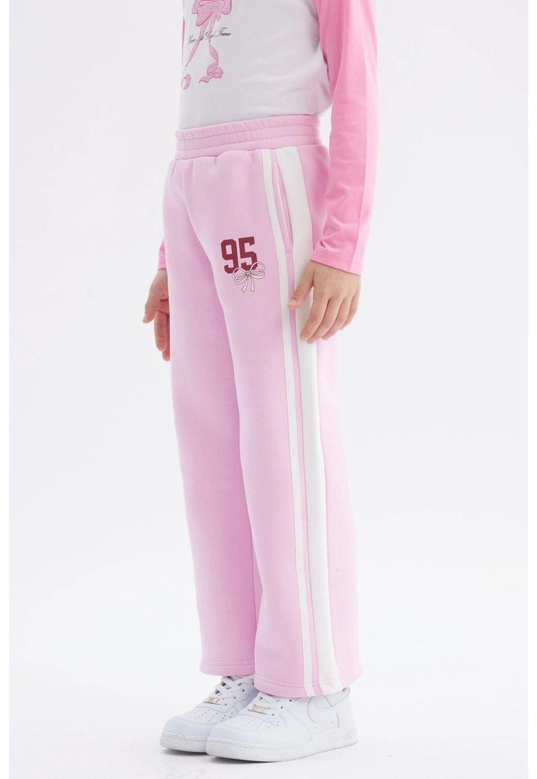 Pantalón Buzo Niña Wide Leg Rosado-1