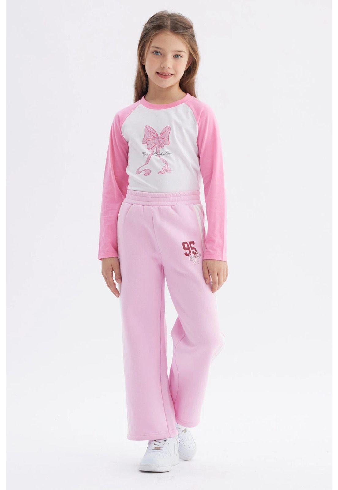 Pantalón Buzo Niña Wide Leg Rosado-3