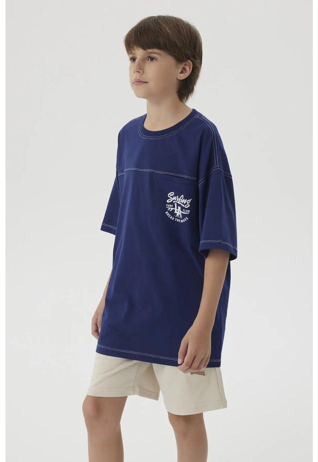 Polera Niño Bolsillo Print Azul Oscuro-5