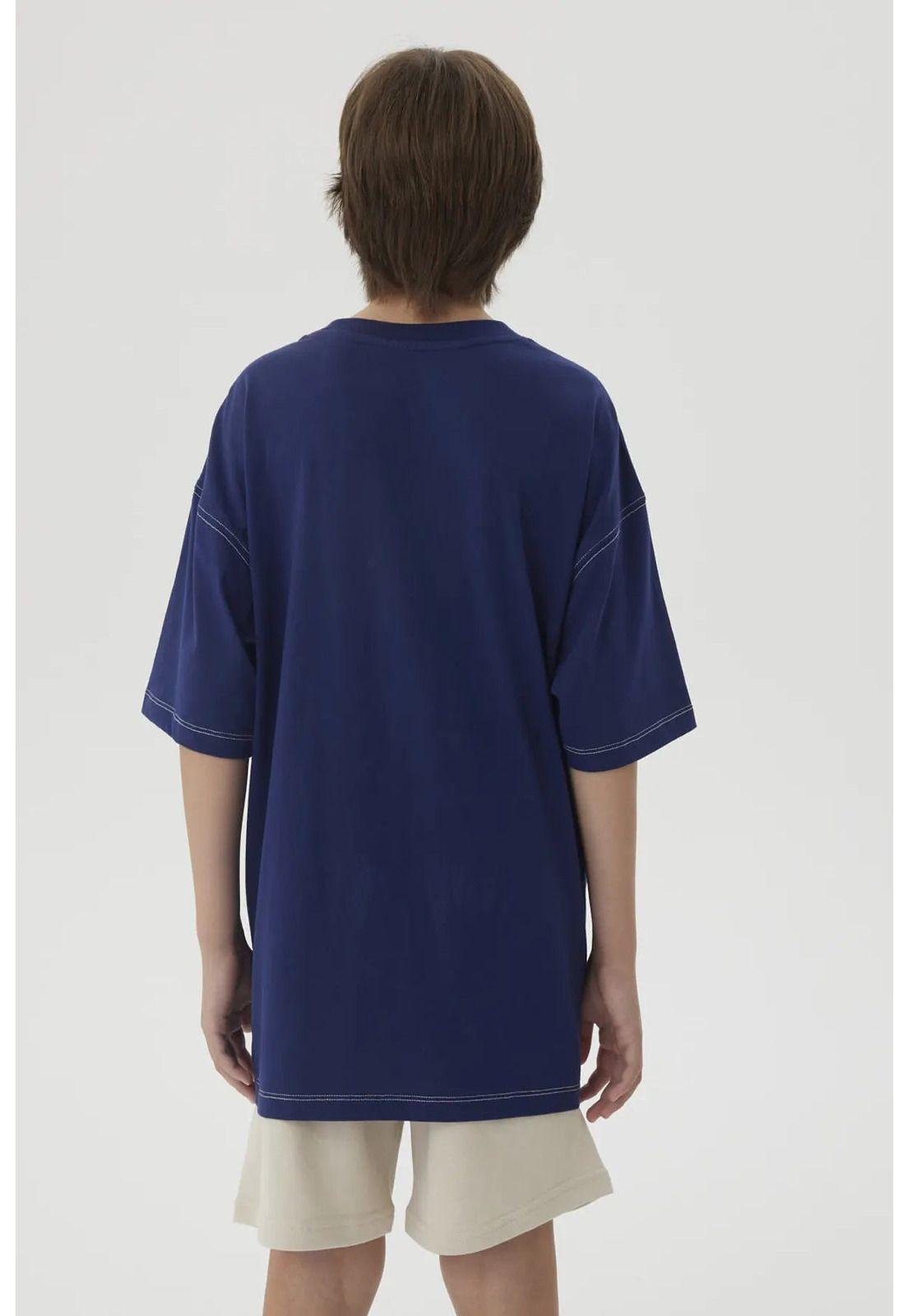 Polera Niño Bolsillo Print Azul Oscuro-6