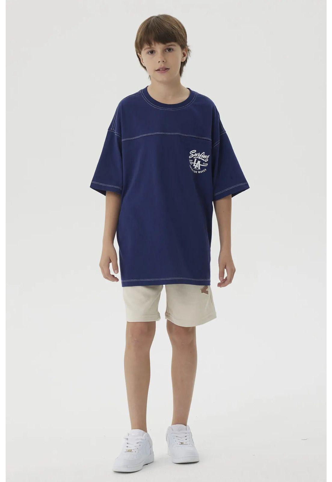 Polera Niño Bolsillo Print Azul Oscuro-7