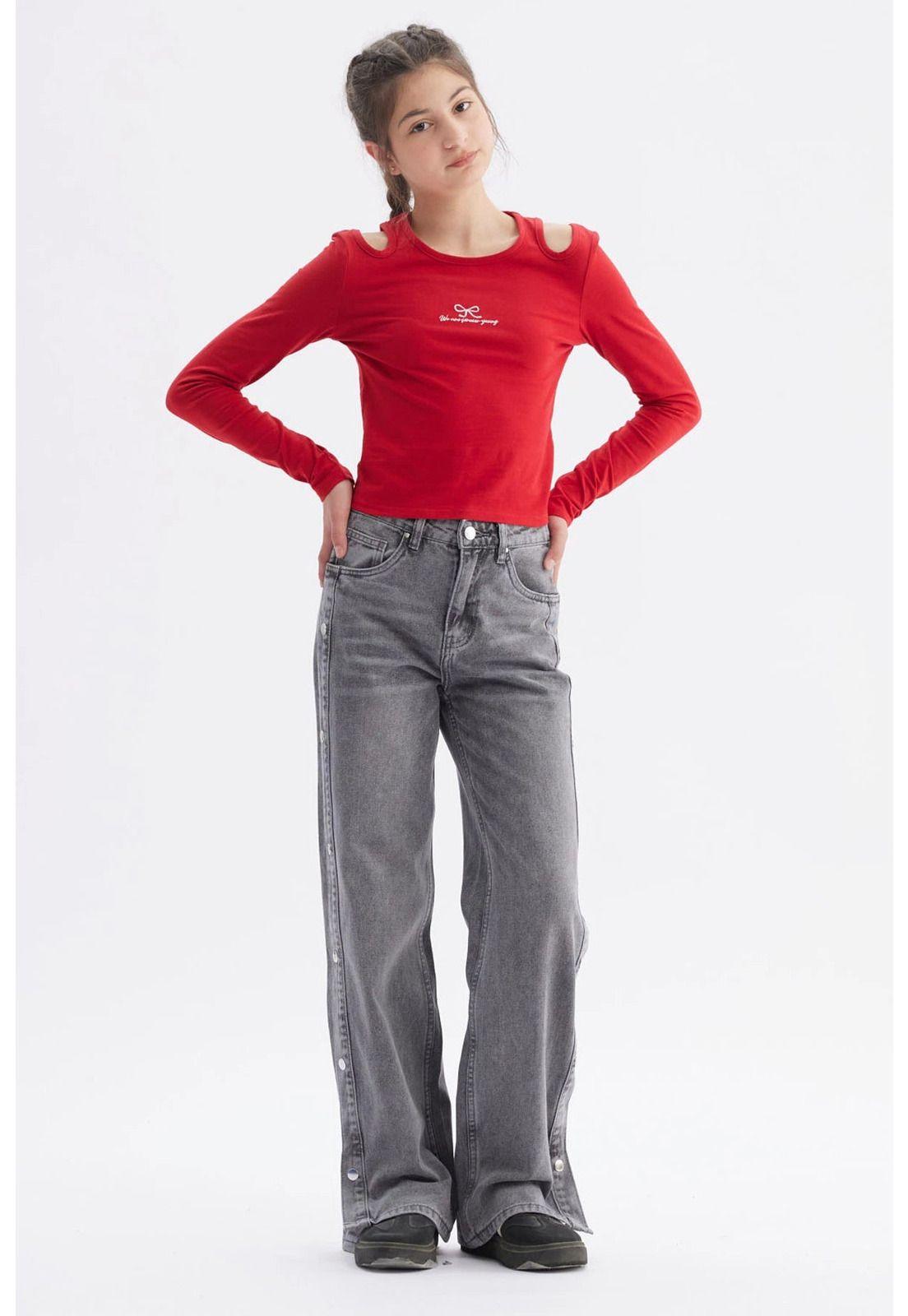 Polera Niña Aberturas Rojo-3